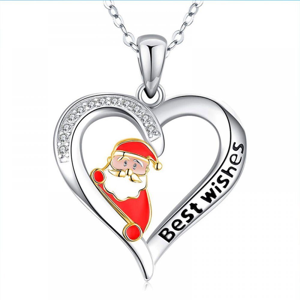 Invanter Kette mit Anhänger Modische Santa Claus Liebe geformte Anhänger Halskette, inkl Geschenkbox