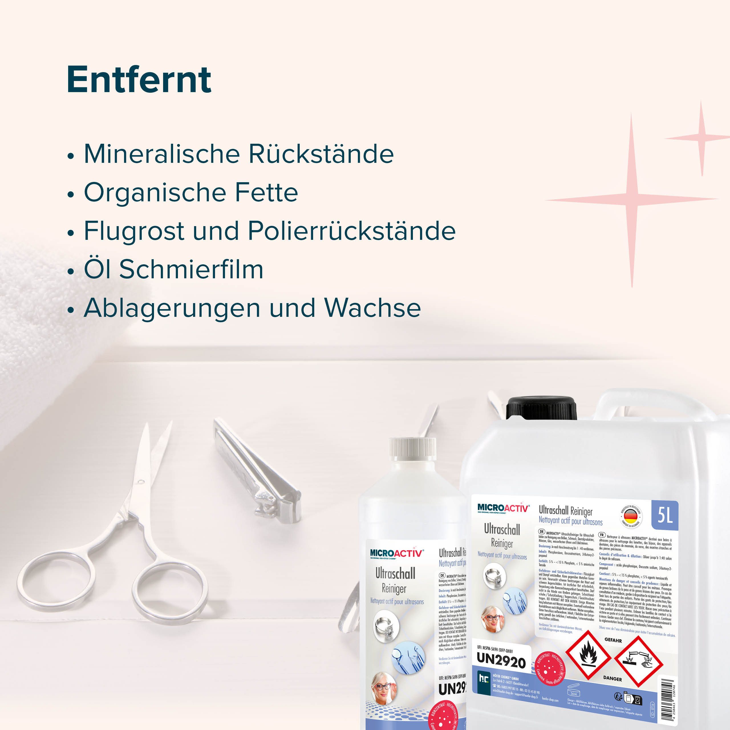 Höfer Chemie GmbH 5 L Microactiv® Ultraschallreiniger für Ultraschallbad Grundreiniger (Gründliche Reinigung für empfindliche Geräte)