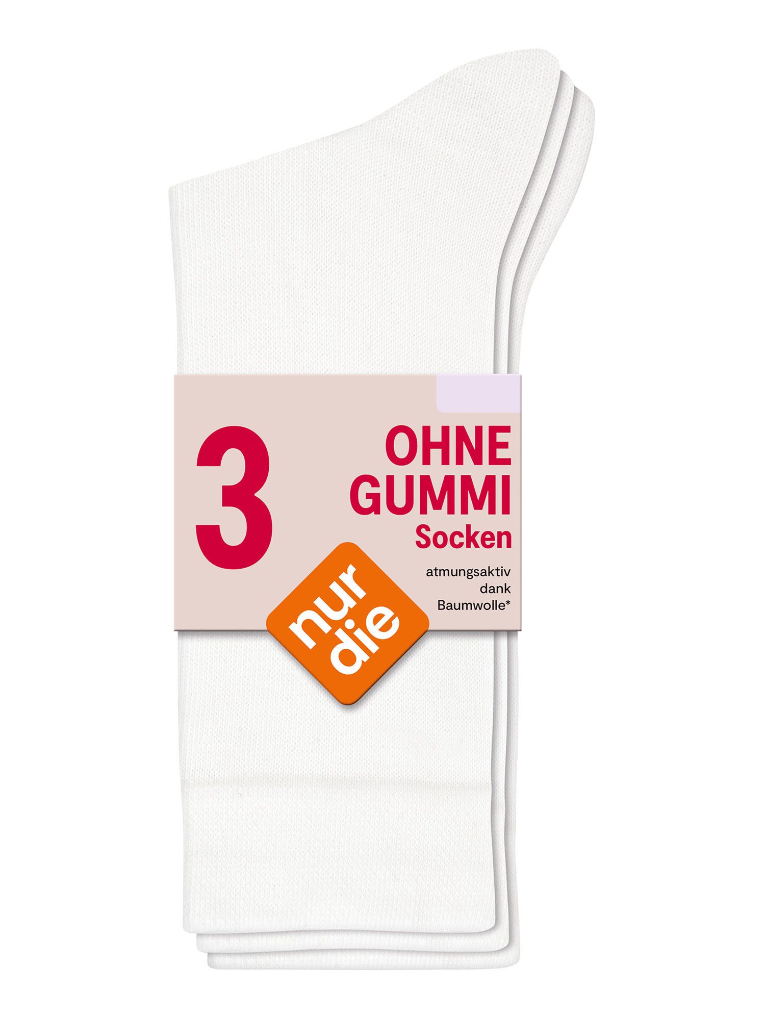 Nur Die Basicsocken Ohne Gummi (3-Paar) Socken, Baumwollsocken, Alltagsocken