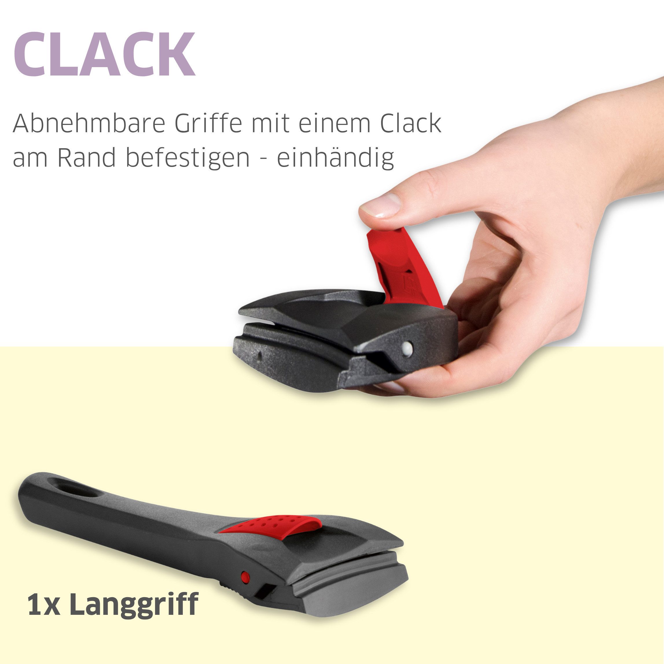 Kuppels Pfannen-Set QUICK CLACK PRO, 18/10 (5-tlg., vielfach kombinierbar), besonders platzsparend, abnehmbare Griffe
