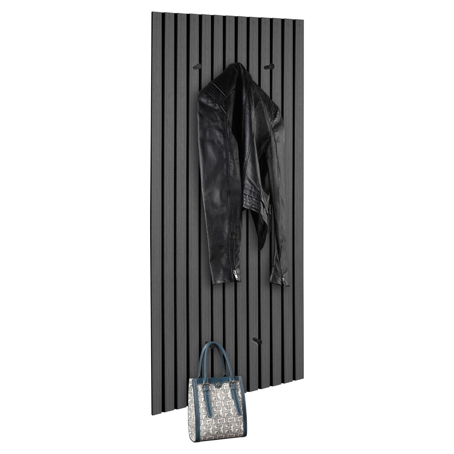 MIRRORS AND MORE Garderobenpaneel GRACE, 50 x 125 cm, Grey Oak Dekor, mit 5 Haken