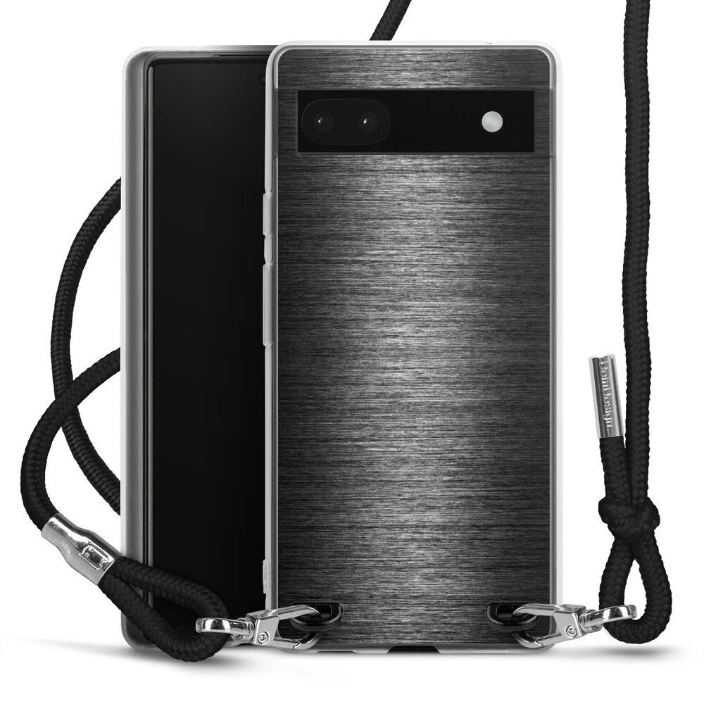 DeinDesign Handyhülle Metallic Look Metal Anthrazit Metal Look - Anthrazit, Google Pixel 6a Handykette Hülle mit Band Case zum Umhängen
