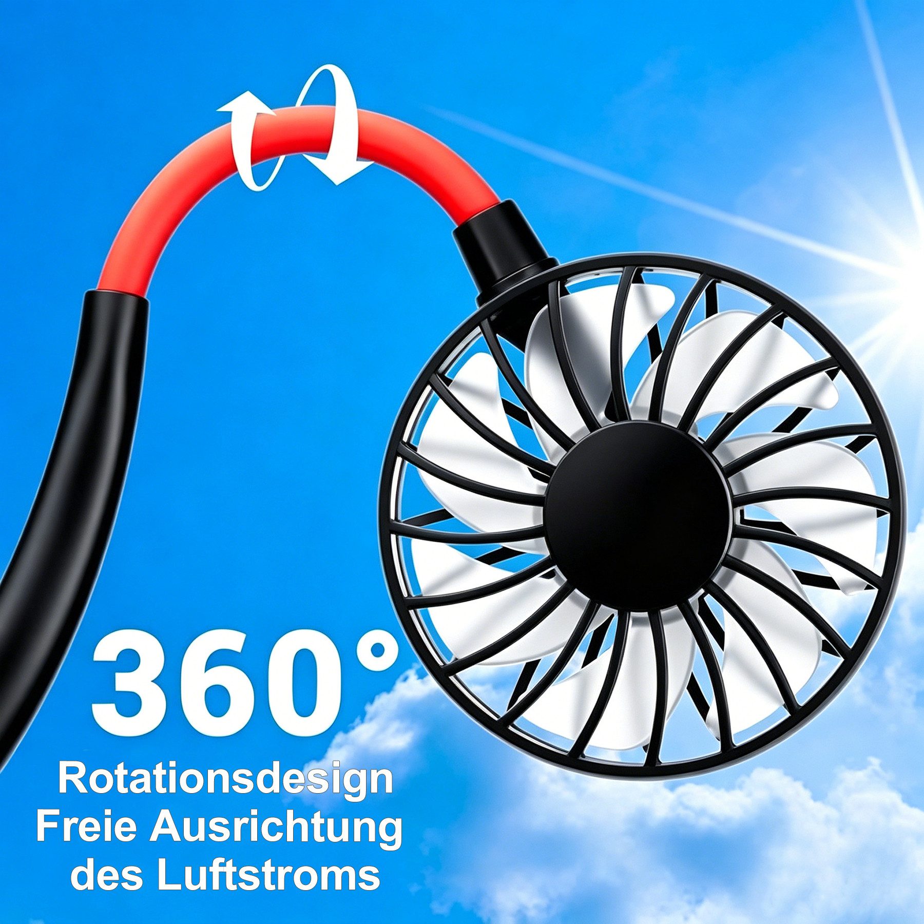 Senmudi Handventilator 2er Set Tragbarer Ventilator, Mini USB Ventilator Hände, 3 Stufen, Nackenbügel Ventilator, für den Außenbereich, Camping, Büro