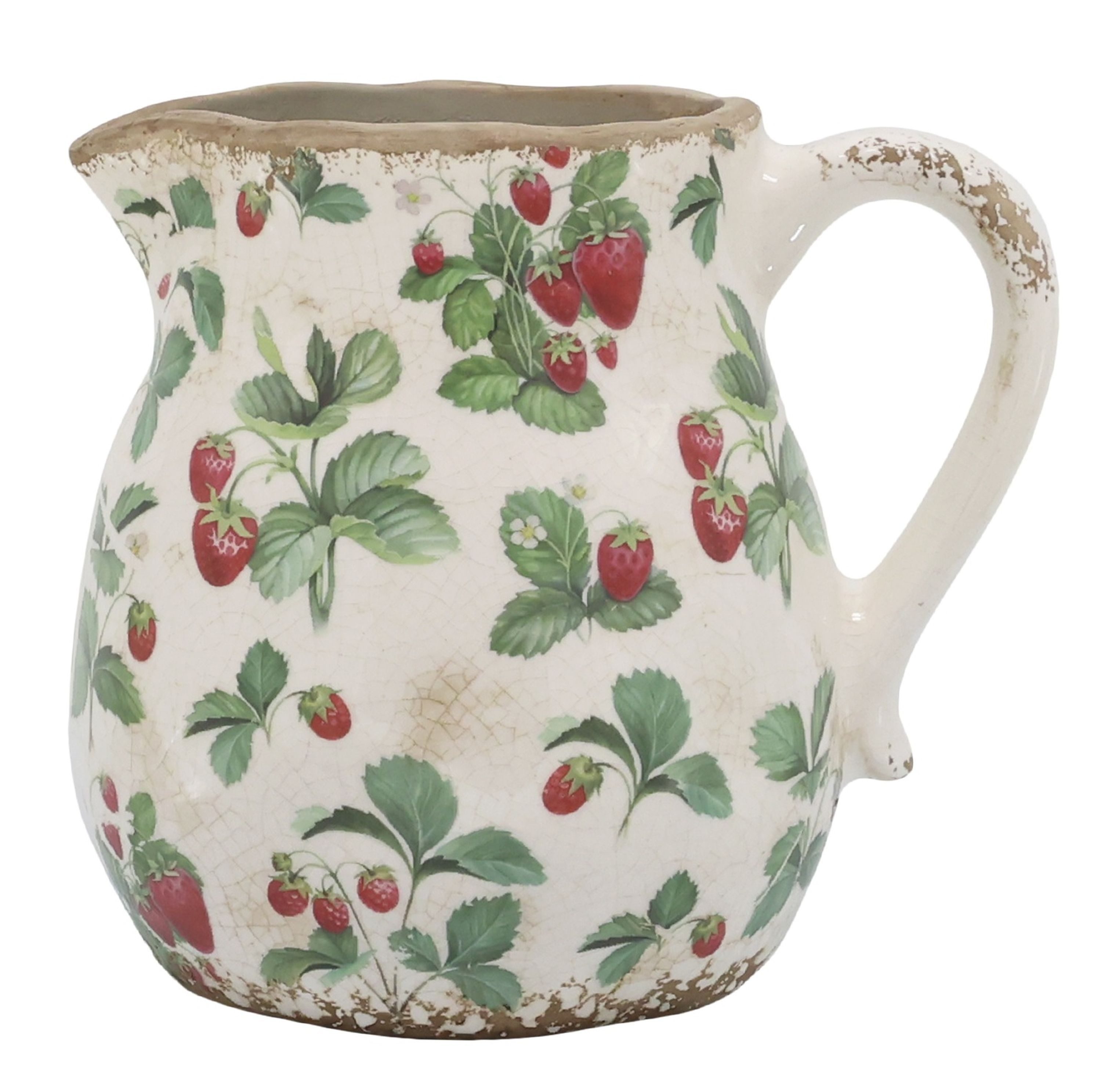 Chic Antique Kanne Chic Antique - Kanne Krug für Blumen Vase Blumenvase Erdbeeren