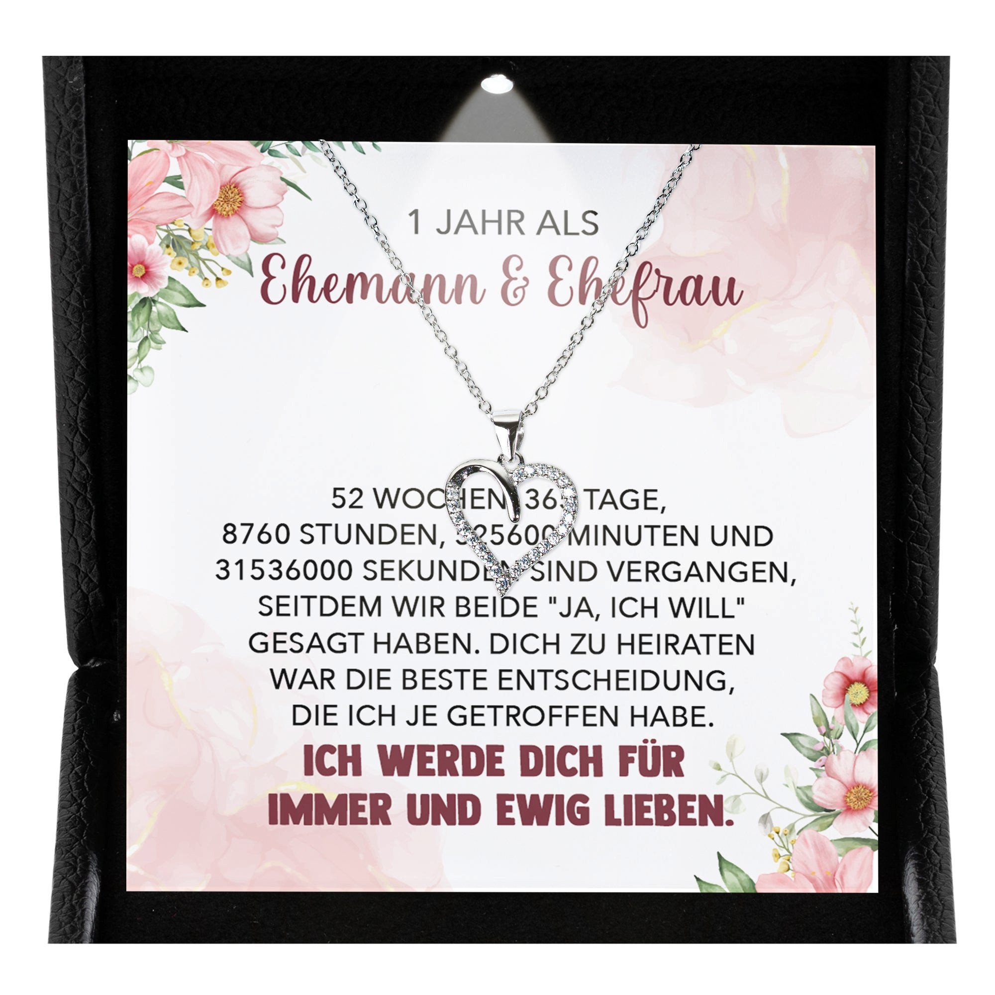 Valentinstagsgeschenk 22Feels Schmuckset Zum 1. Hochzeitstag Geschenk Ehefrau Ich Liebe Dich Herz Kette Damen (inkl. Geschenktasche, Karte, Poliertuch