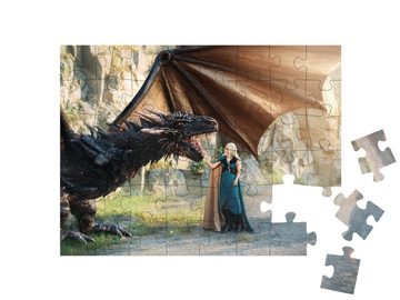 puzzleYOU Puzzle Märchenprinzessin mit ihrem Drachen, 48 Puzzleteile, puzzleYOU-Kollektionen Drache, Fantasy, 100 Teile