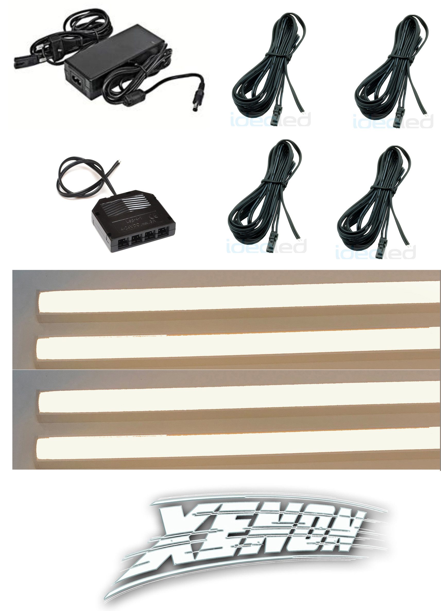 XENON LED Dekolicht 3295 LED Regal Beleuchtung warm weiß 4 x 75 cm inclusive Netzteil, Xenon / Warm Weiß