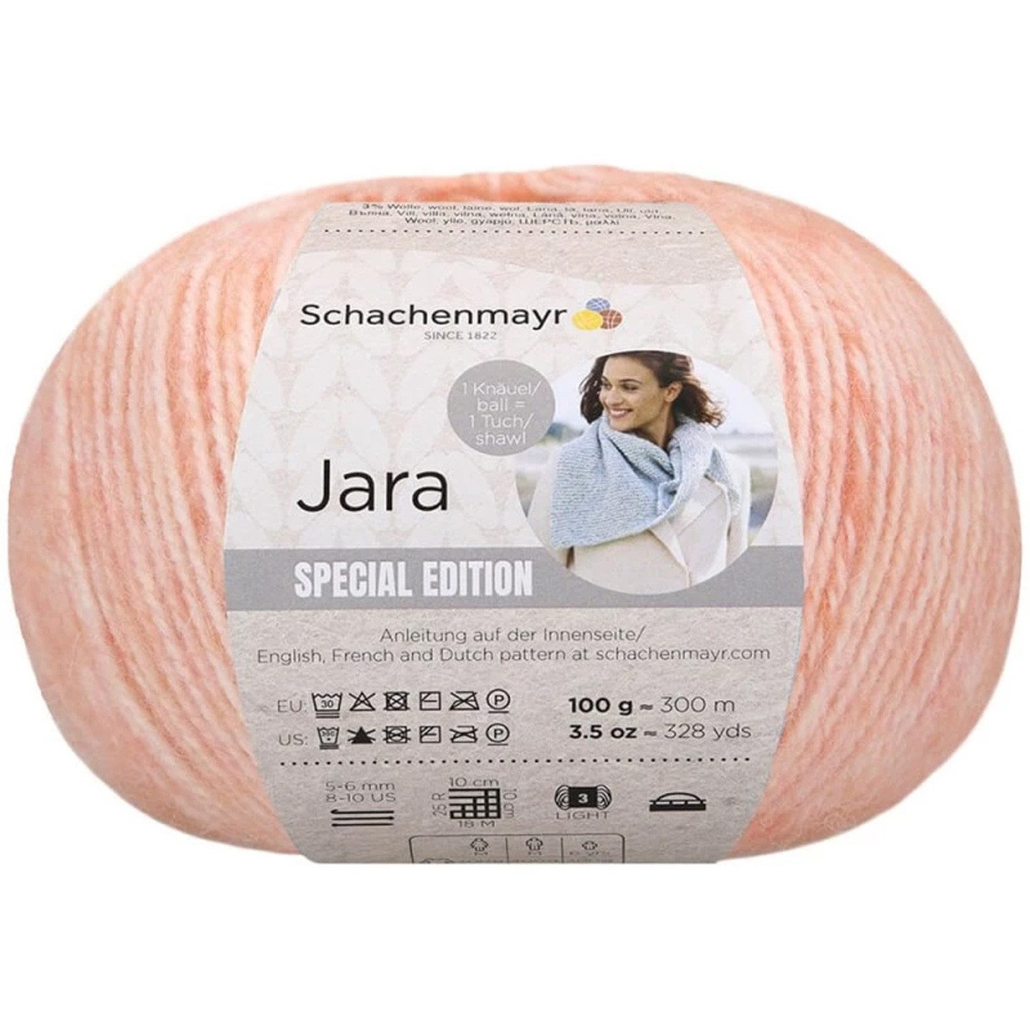 Schachenmayr Wolle Jara, Strickgarn 100g Kuschelwolle Häkelwolle, 300 m (Wolle zum stricken und häkeln, Jara), 68 % Polyacryl, 21 % Polyester, 8 % Alpaka, 3 % Wolle