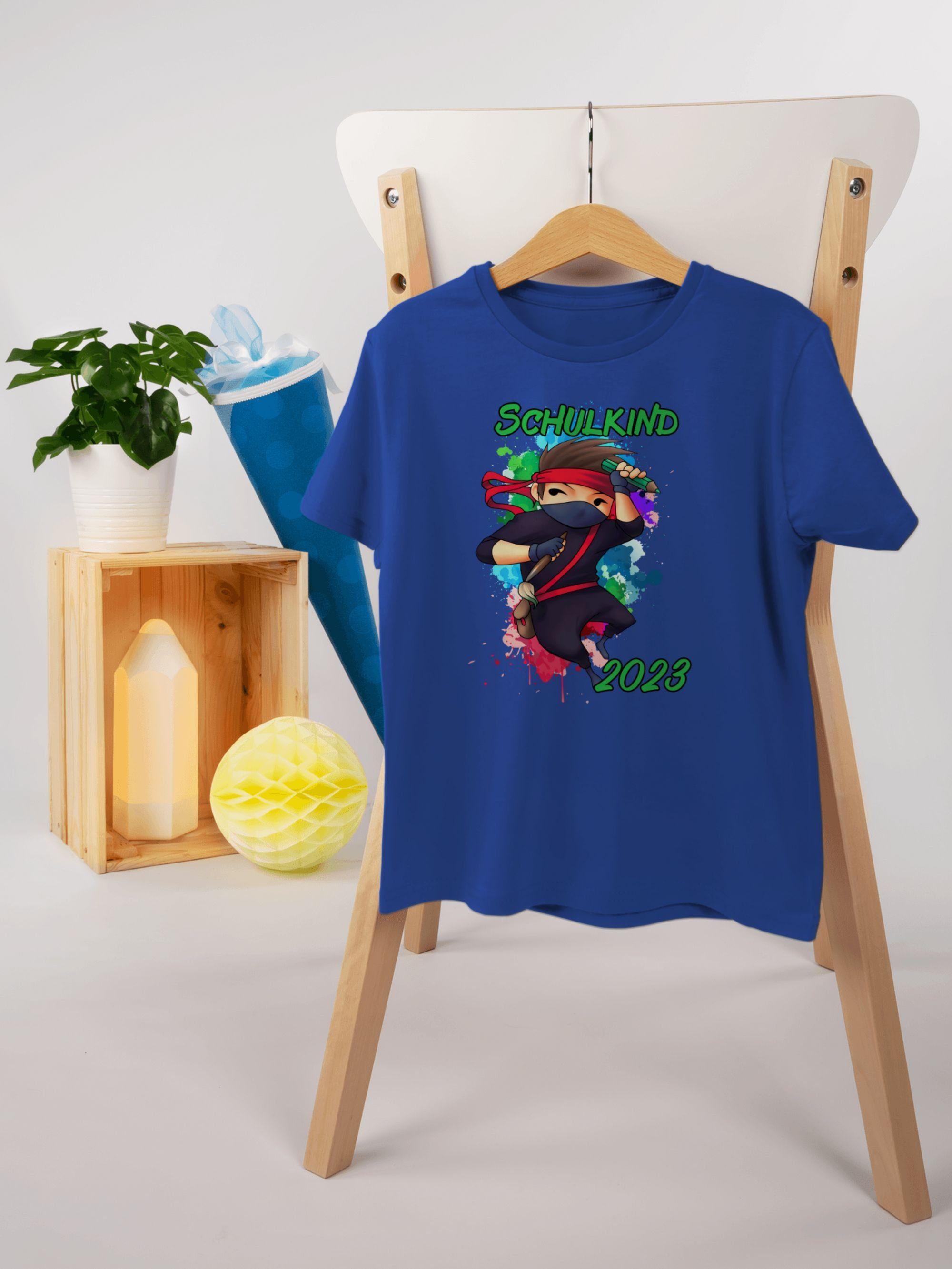 Shirtracer T-Shirt Cooler Ninja Junge Schulanfang Royalblau Einschulung Geschenke Junge 2023 2