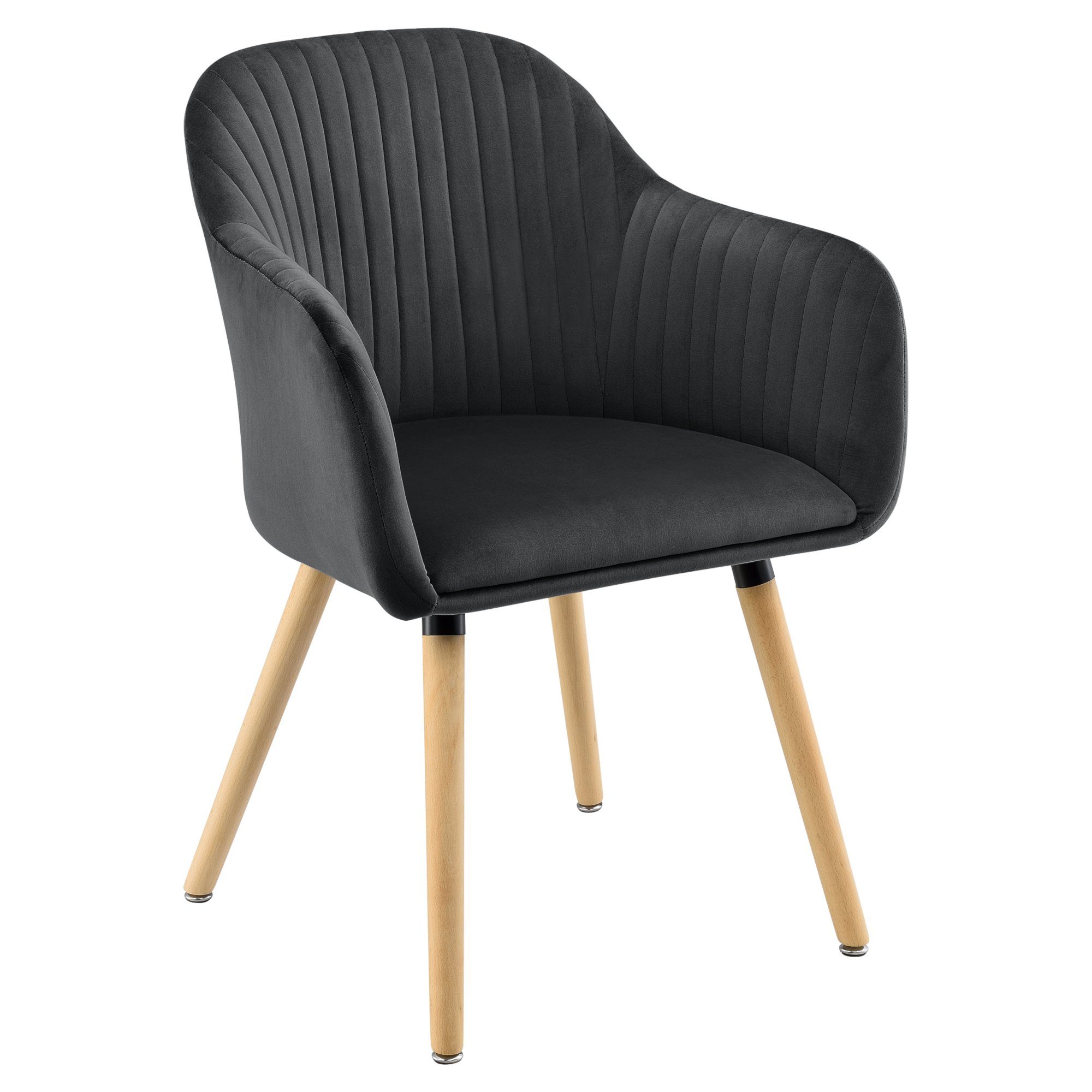 en.casa Polsterstuhl, »Dover« Esszimmerstuhl Sessel mit Armlehne Dunkelgrau