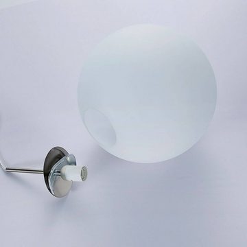 Lindby Pendelleuchte Marike, dimmbar, Leuchtmittel nicht inklusive, Modern, Glas, Metall, weiß, nickel satiniert, 1 flammig, E27, Glas