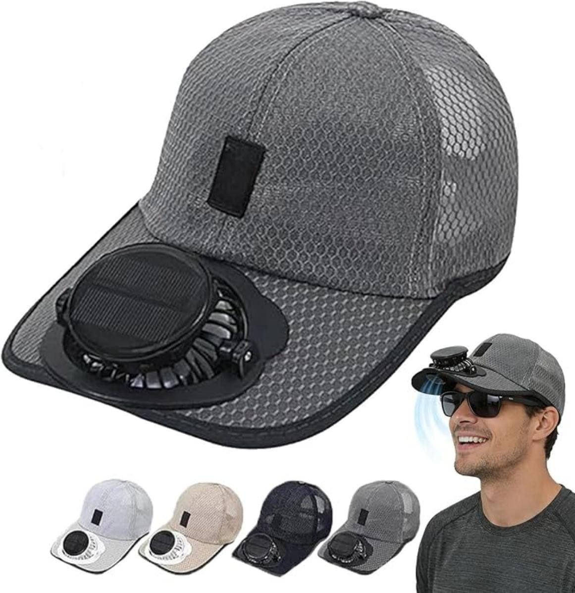 nsihing Baseball Cap Mit Solar Ventilator, Netzgewebe, 180° Verstellbare Windrichtung