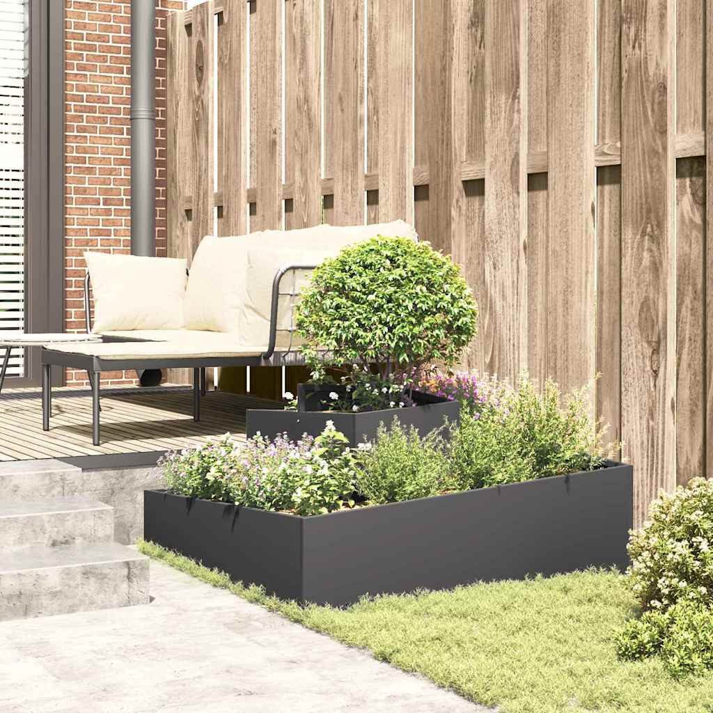 vidaXL Blumentopf Garten-Pflanzgefäß Schwarz 100 x 100 x 50 cm (1 St) – Bild 4 von 5