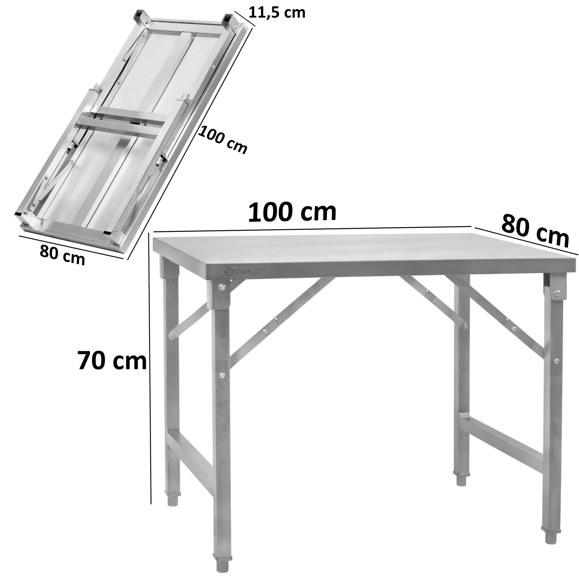 Mahlzeit Küchentisch Edelstahltisch, 100 x 80 günstig online kaufen