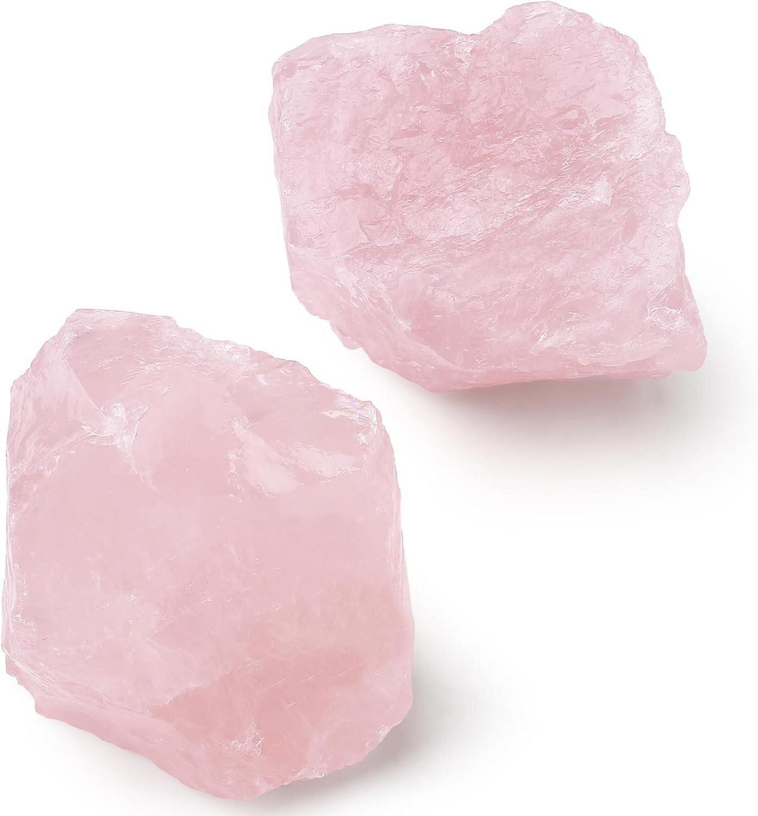 Edelstein Rosenquarz Kristall Rohstein 2 Stück Naturstein Meditation Reiki
