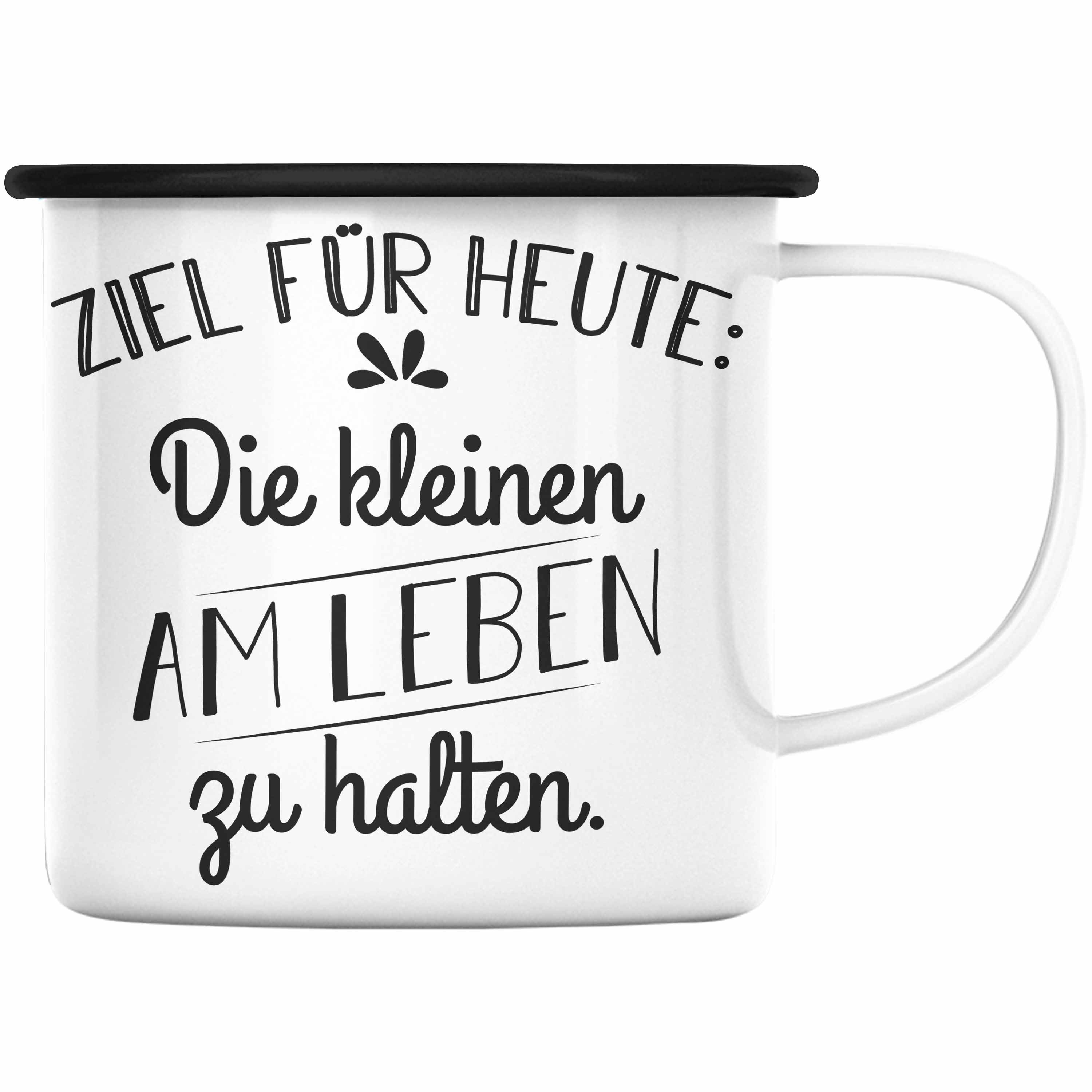 Trendation KaffeeEmaille Emaille Tasse Trendation Erzieher Tasse Lustige Kindergarten Spruch für Spruch Thermotasse Kindergärtnerin Erzieherin Tasse - Geschenk Schwarz Emaille mit