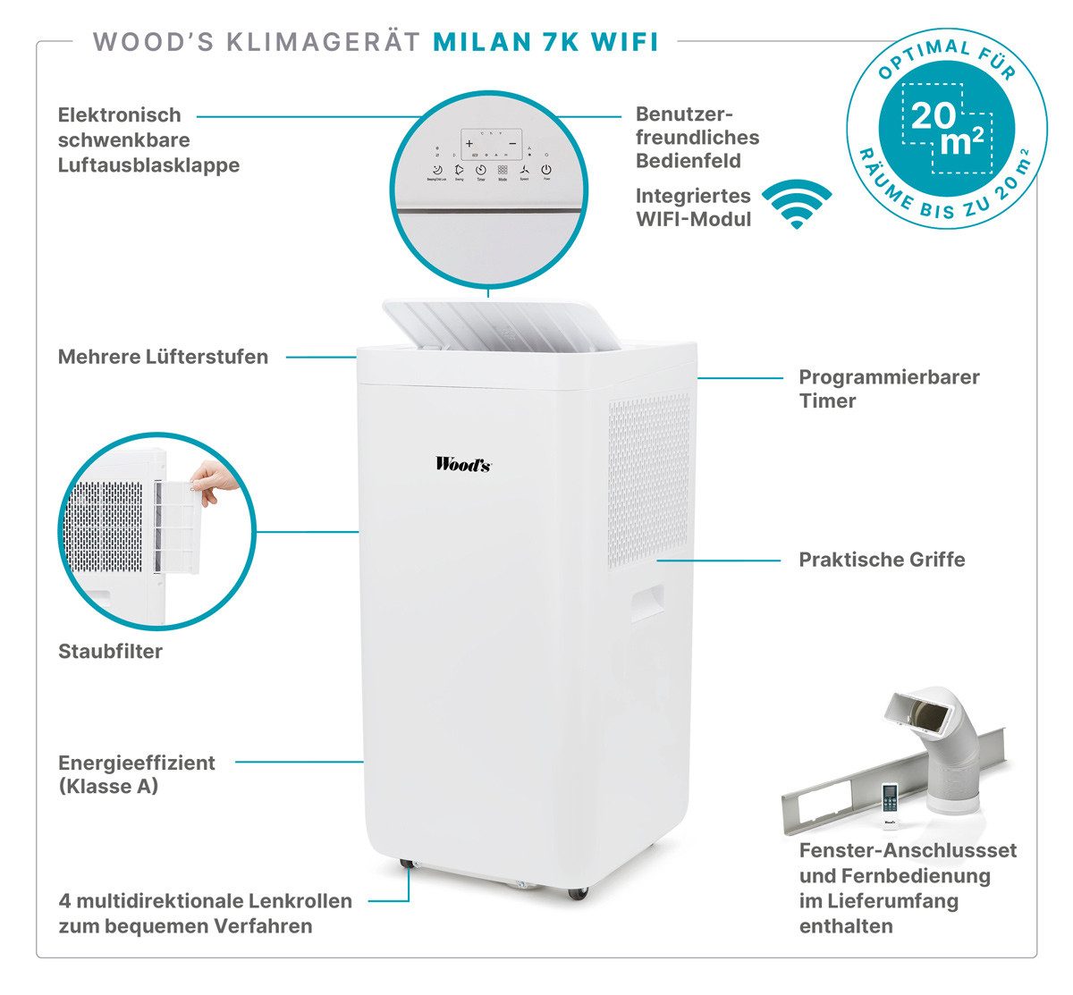 Wood's 3-in-1-Klimagerät Milan 7K - Optimal günstig online kaufen