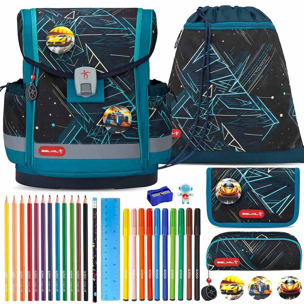 Belmil Schulranzen Set Classy Plus 10-teilig 2025 Jungen Racing Car Blue
