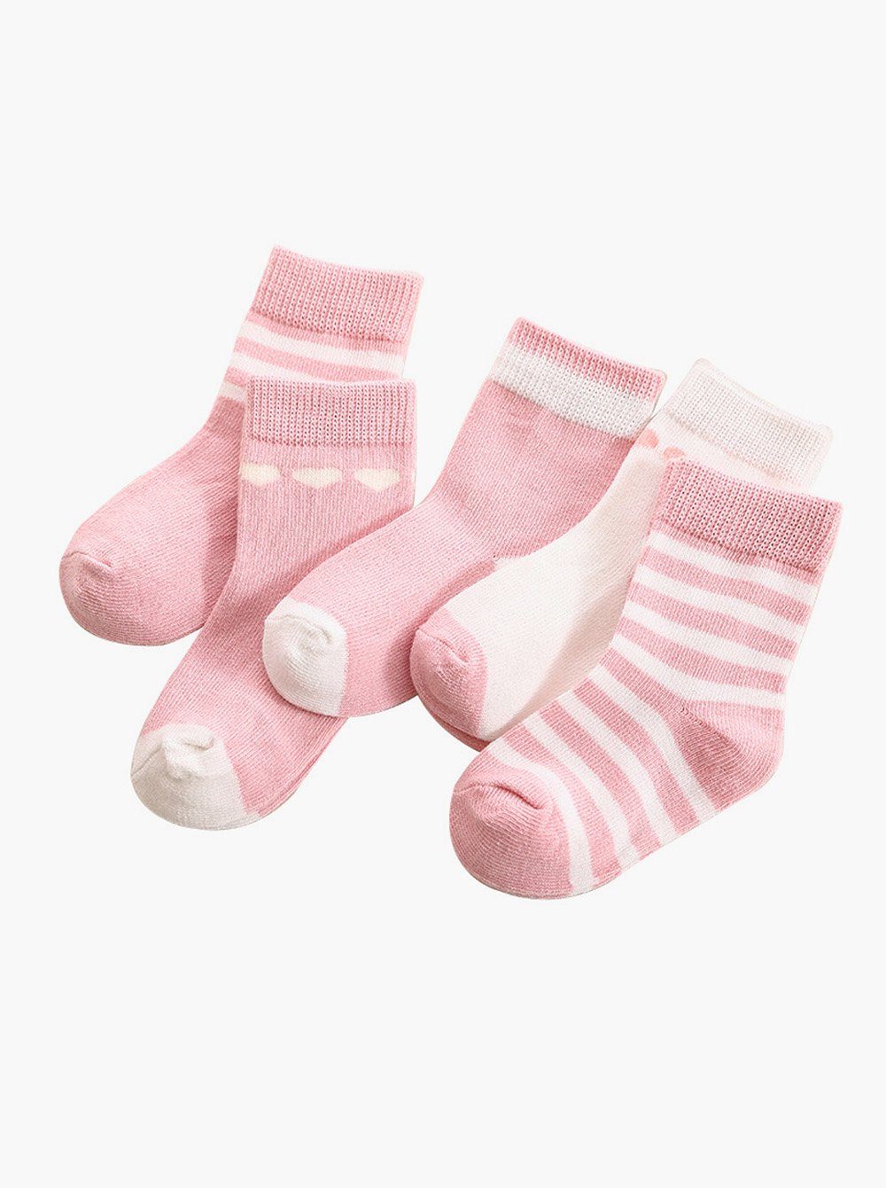 axy Langsocken axy Kinder Socken 5 Paar Multipack Jungen Mädchen Kindersocken (5er Pack) Geschenke Bunte Weich Kindersocken Pink