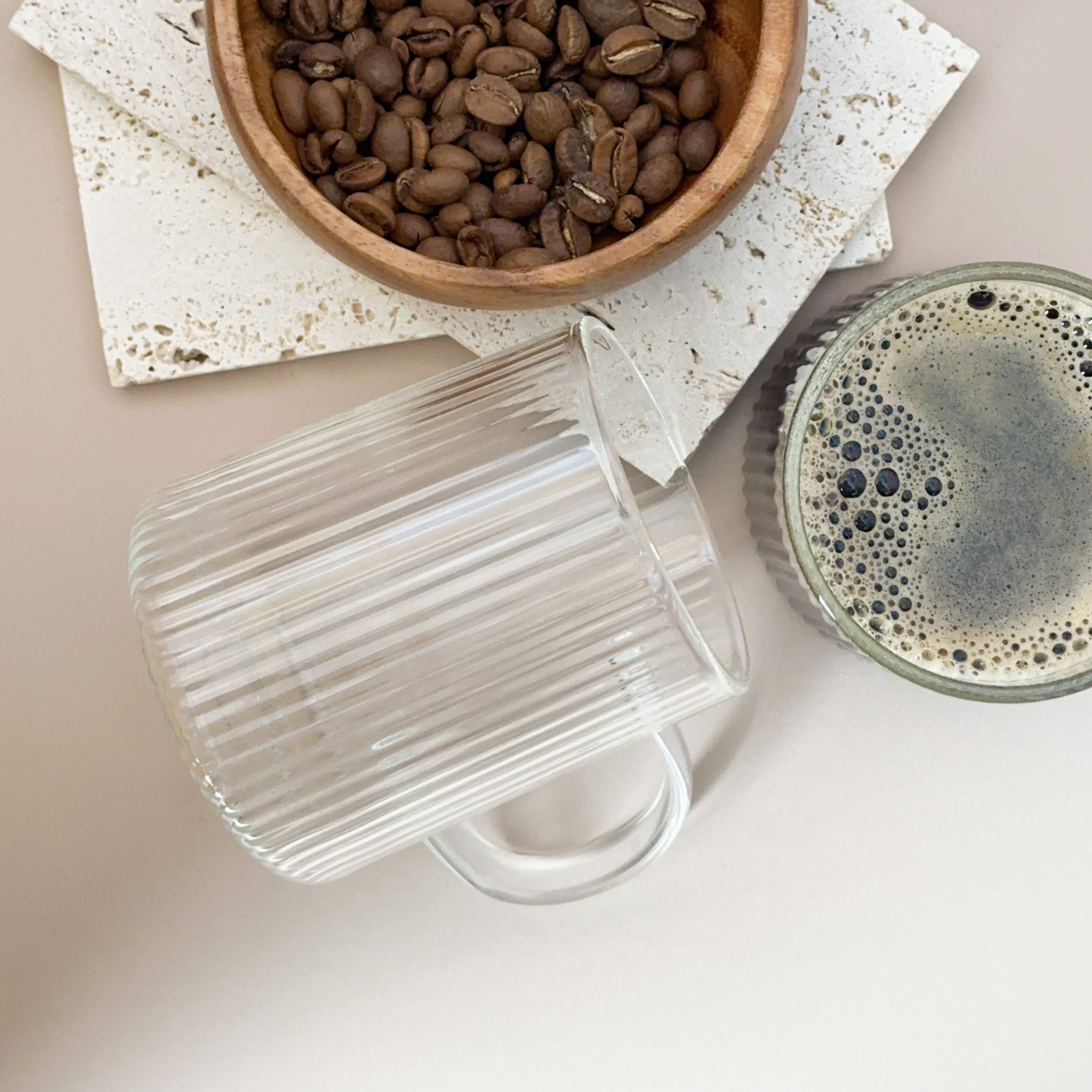 Gläser-Set Elegantes Rillen-Trinkglas für Tee & Kaffee I Borosilikat I 300 ml