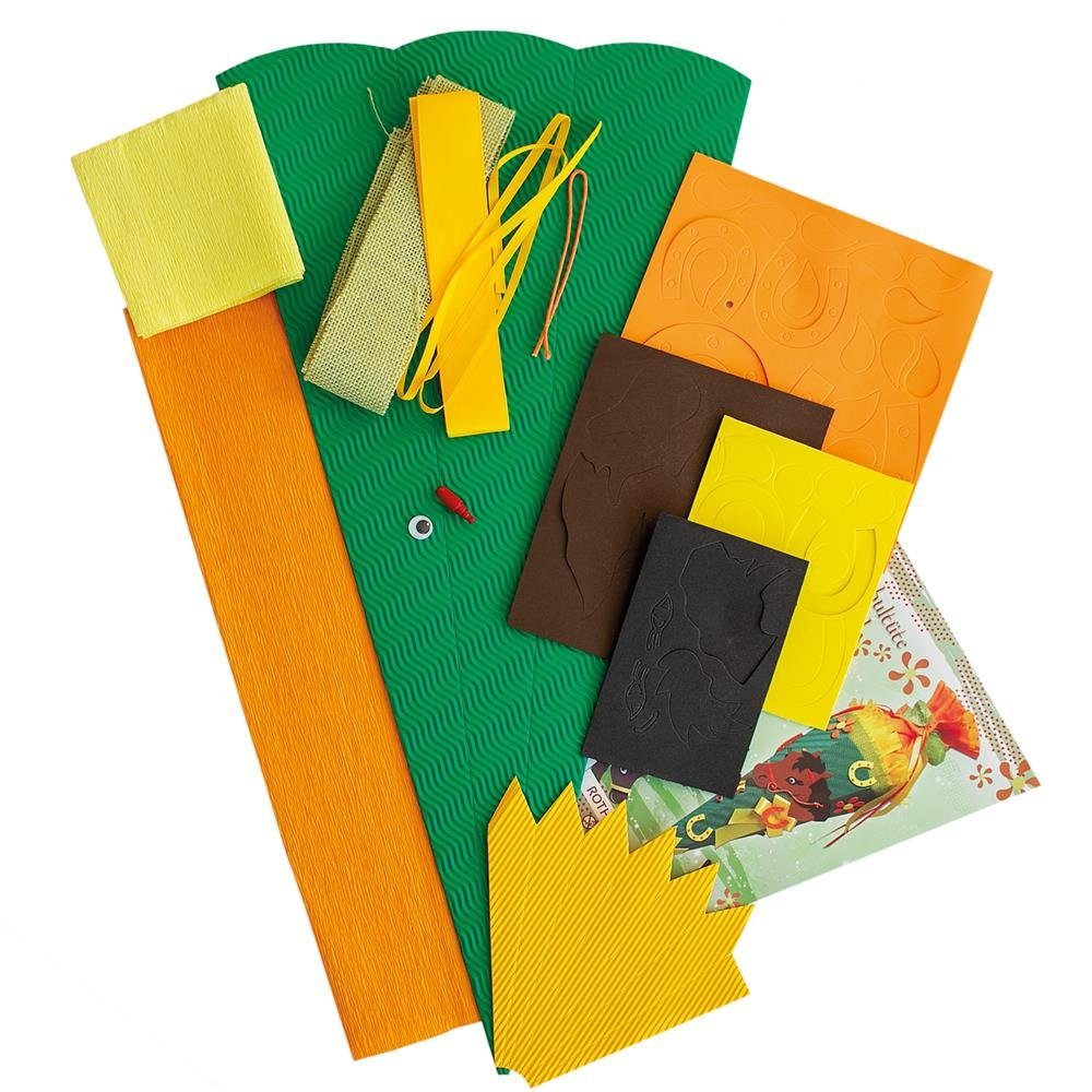Roth Schultüte Basteltüte Pferd, 68 cm, eckig, mit orangem Kreppverschluss, Zuckertüte zum Basteln