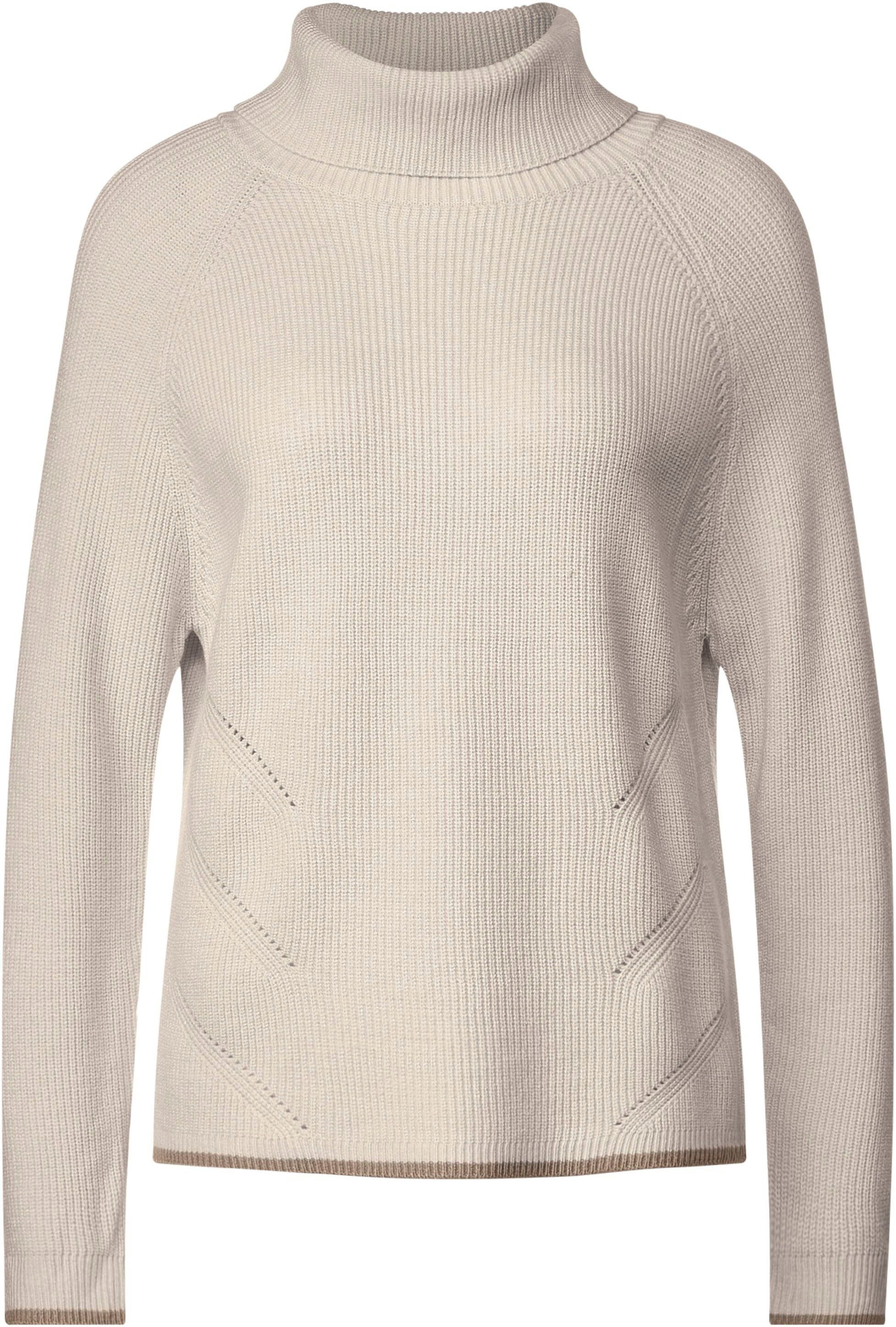 farblich abgesetzten cream Rollkragenpullover whisper mit ONE Bündchen STREET