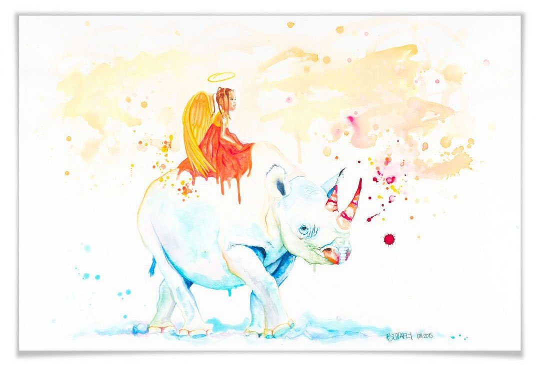 Wall-Art Poster Black Rhino, Schriftzug (1 St), Poster, Wandbild, Bild, Wandposter