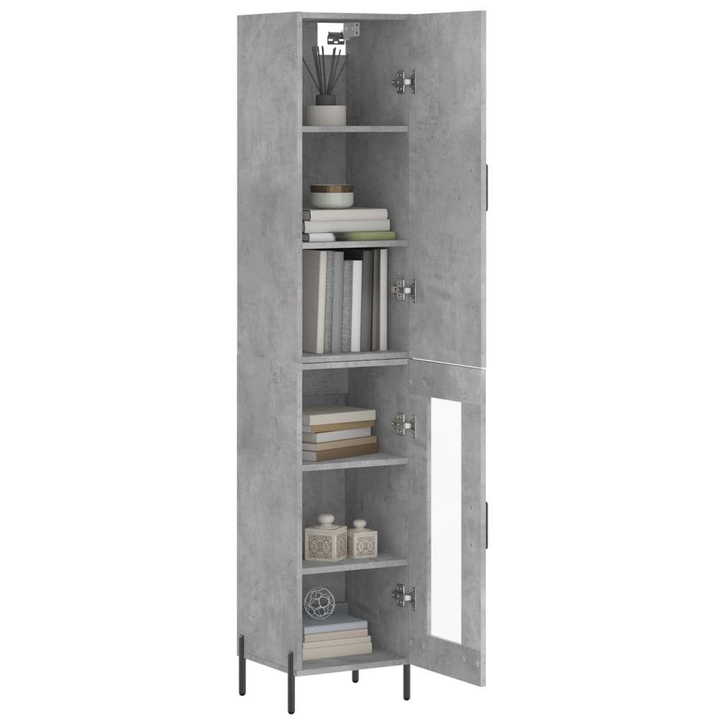 vidaXL Highboard Highboard Betongrau 34,5x34x180 cm Holzwerkstoff (1 St)