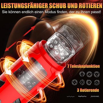 XDeer Masturbator Masturbator mit Saugnäpfen,7Modi Teleskopfunktion und Drehfunktion, Ein-Knopf-Orgasmus-Design,Realistischer 3D-Kanal, USB wiederaufladbar