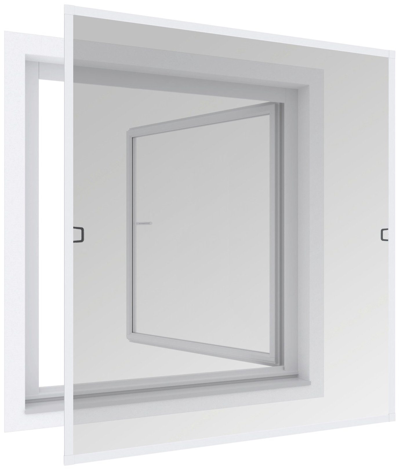 Windhager Insektenschutz-Fensterrahmen Ultra Flat, Fliegengitter mit Rahmen, platzsparend und ohne Bohren, (Packung, 1-St), Insektenschutzgitter 100 x 120 cm, erhältlich in anthrazit oder weiß