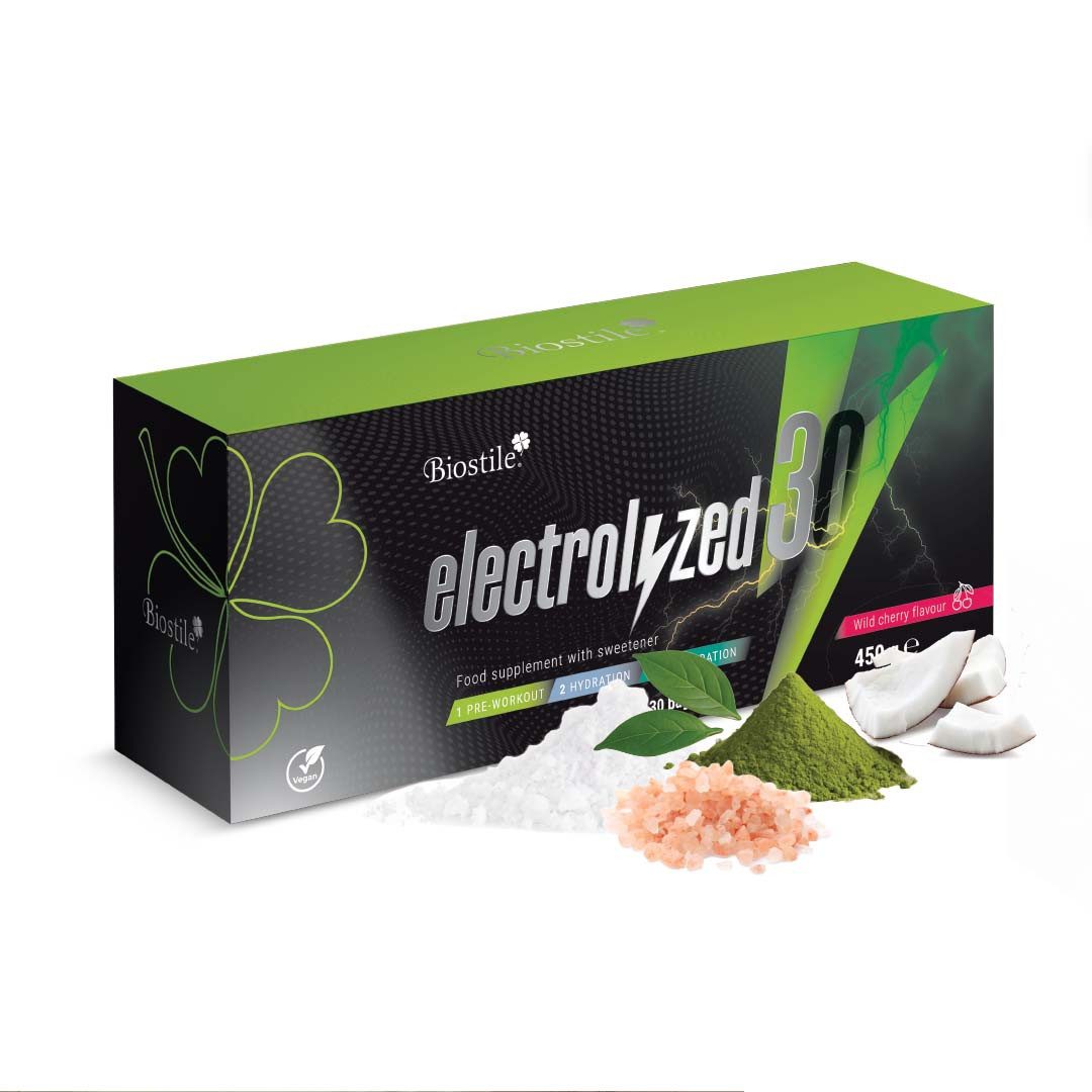 Biostile Elektrolyt Pulver mit Magnesium, Vitamin C & Mineralstoffen - Beutel, 450 g, Elektrolyte für Sport, Alltag & lange Nächte, 30 Beutel