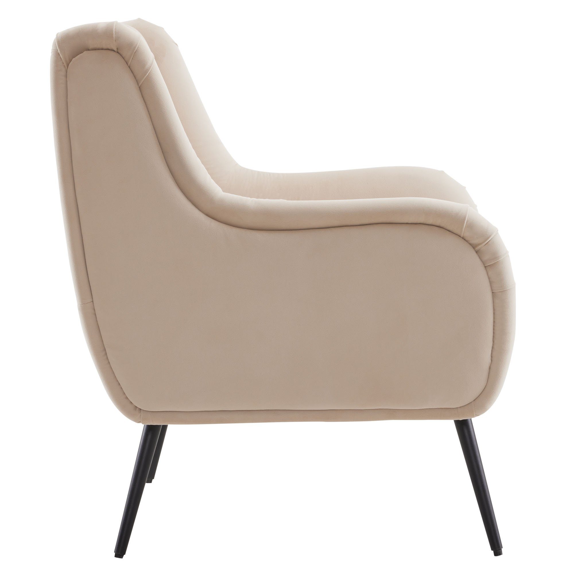 Ulife Loungesessel moderner Beige Samtstuhl Metallbeinen, 70×89,5×72cm mit