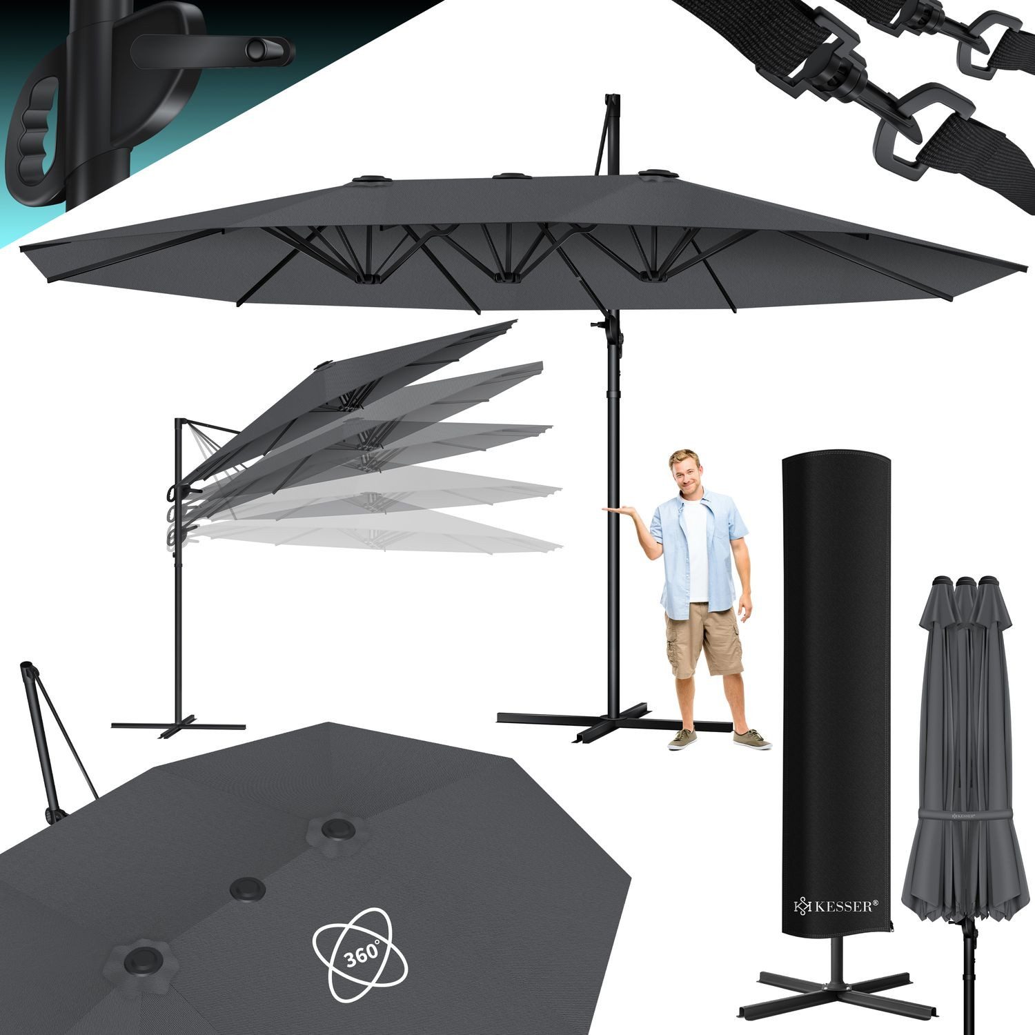 KESSER Sonnenschirm, Sonnenschirm Doppelsonnenschirm 4,6m x günstig online kaufen