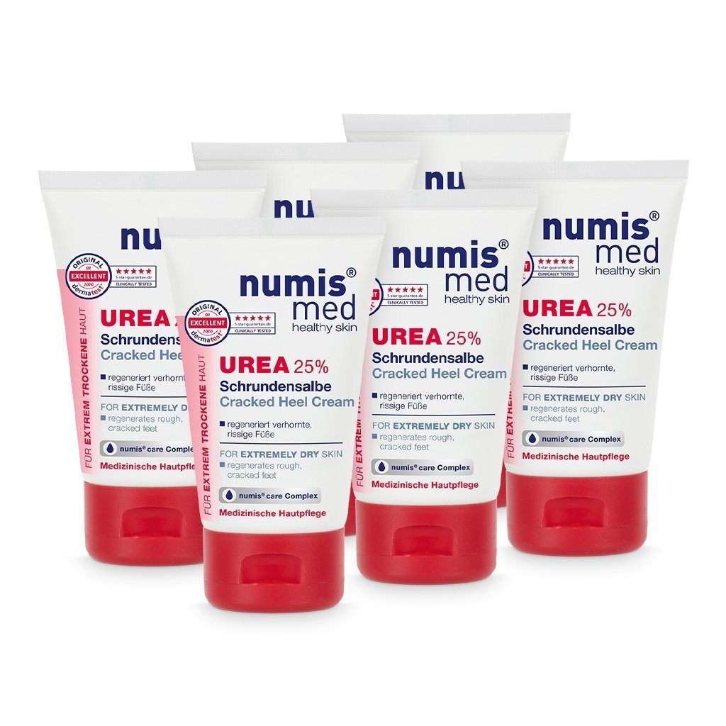 numis med Fußcreme Schrundensalbe 25% Urea für rissige & verhornte Füße - 6x Fusscreme, 6-tlg.