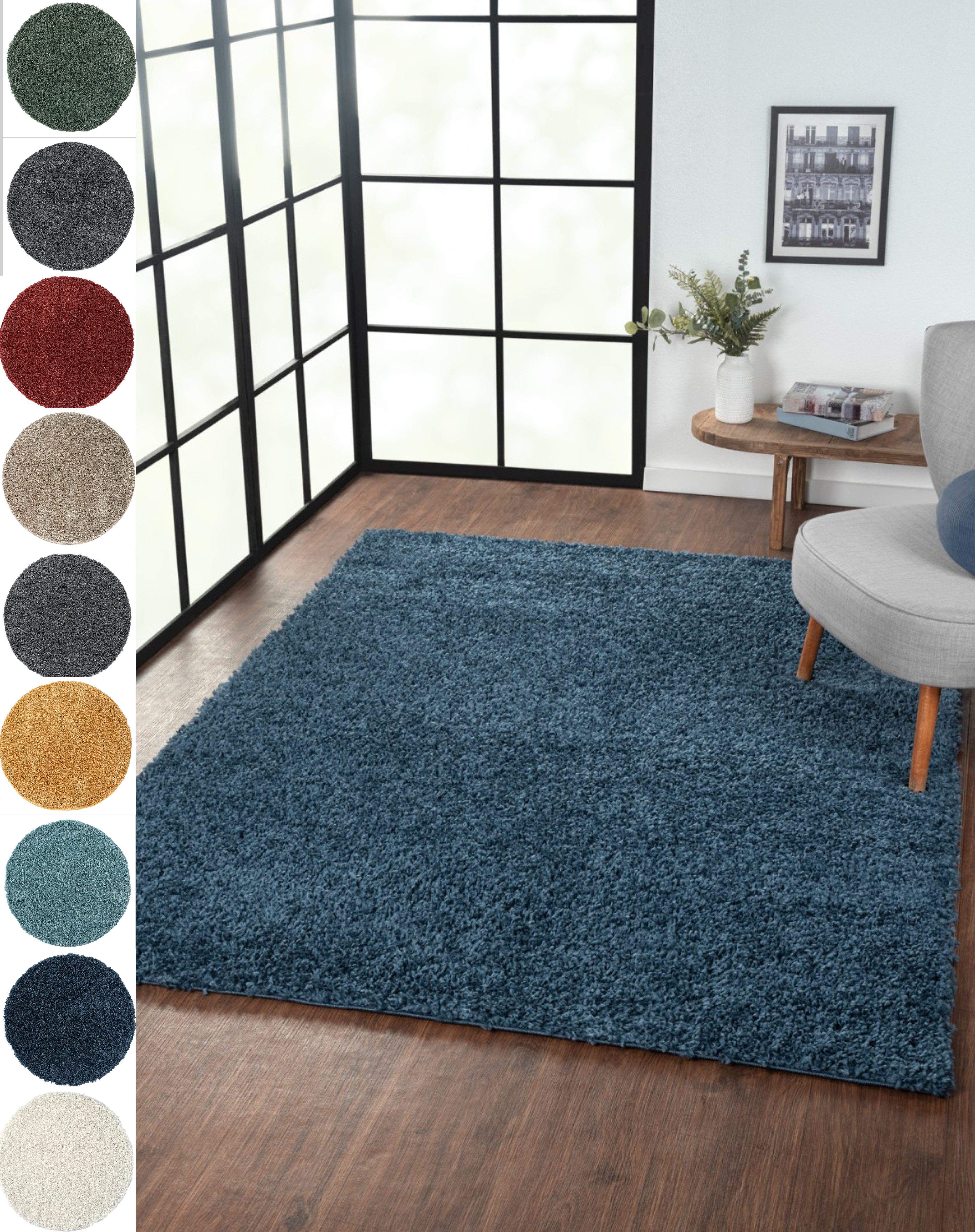 Myflair Möbel & Accessoires Hochflor-Teppich My Shaggy, rechteckig, Höhe: 37 mm, Shaggy, Uni-Farben, leicht glänzend, Microfaser, extra flauschig