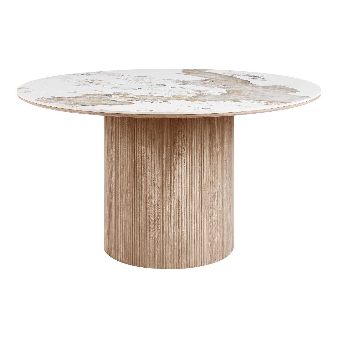 House Nordic Esstisch Isa Esstisch Ø140cm keramische Tischplatte weiß, b