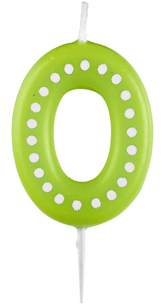 Geburtstagskerze Zahlenkerze mit Punkten 6,5cm, Gr ün # 0