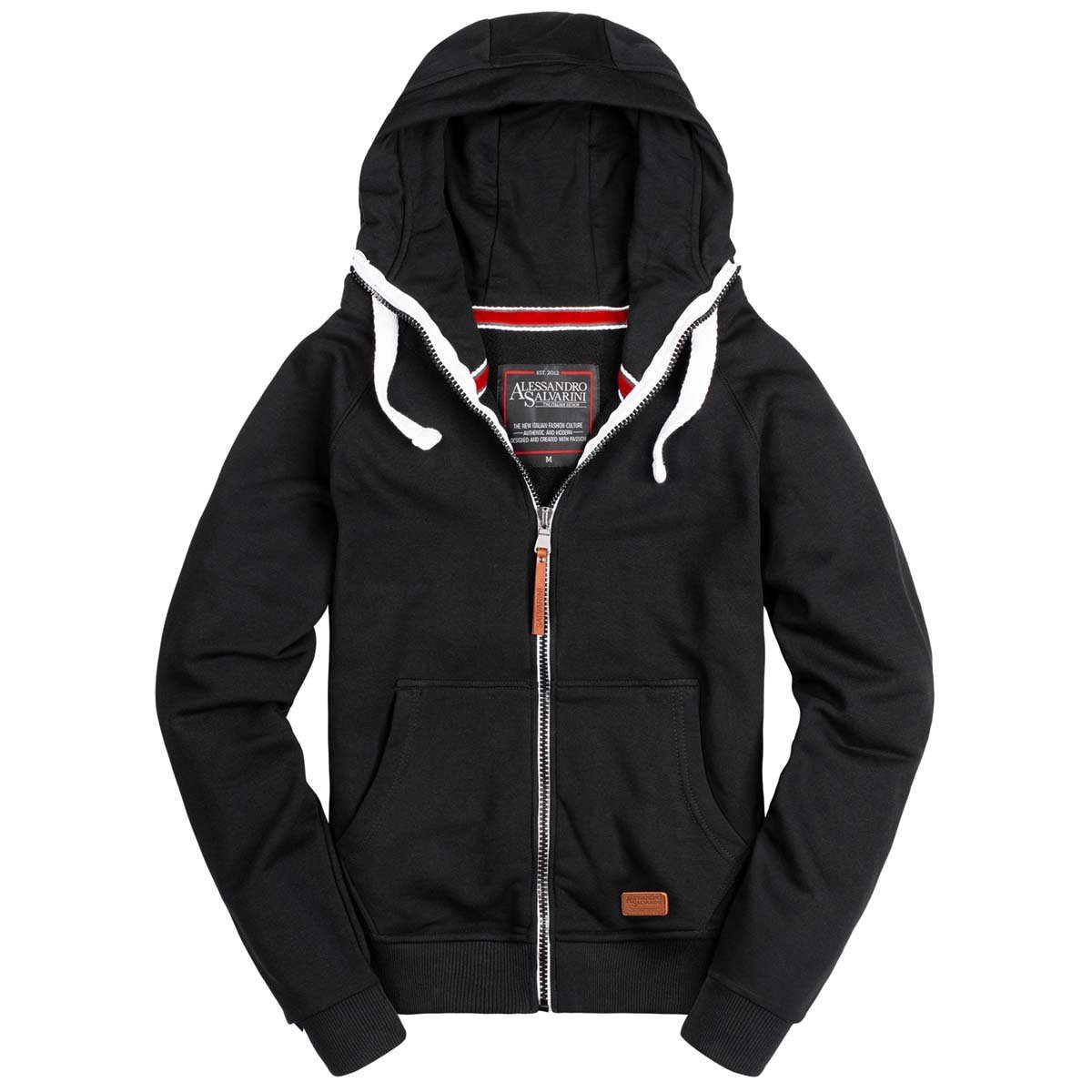 Alessandro Salvarini Sweatjacke Herren mit Kapuze – Zip Hoodie mit Reißverschluss Bequeme Sweatjacke aus Baumwollmix mit Kapuze – Bild 2 von 5