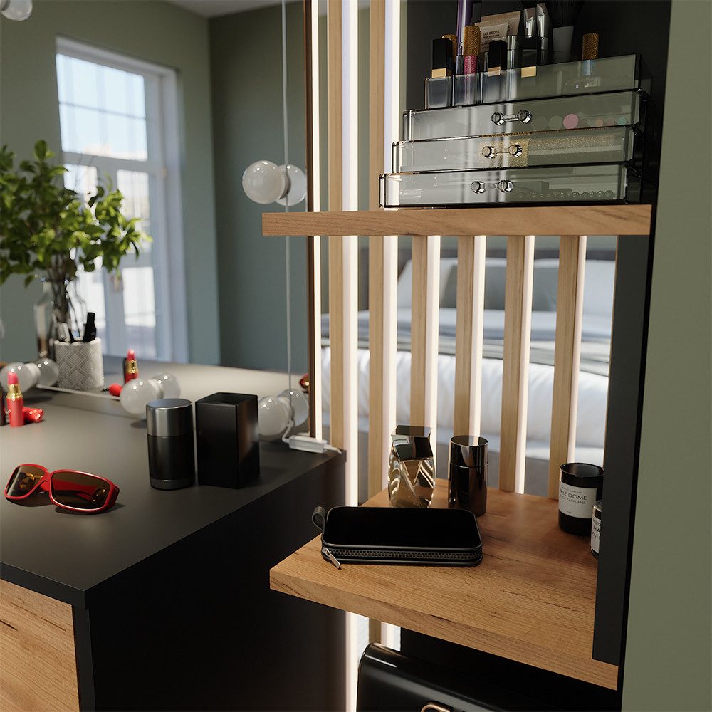 Vicco Eckregal Paolo, Anthrazit/Goldkraft Eiche, 28 x 175.4 cm mit 5 Fächer günstig online kaufen