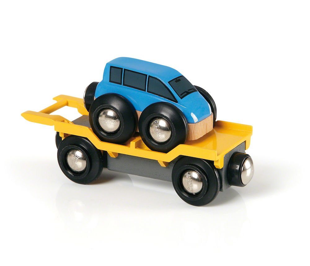 BRIO® Spielzeugeisenbahn-Lokomotive World Eisenbahn Waggon Autotransporter mit Rampe 2 Teile 33577