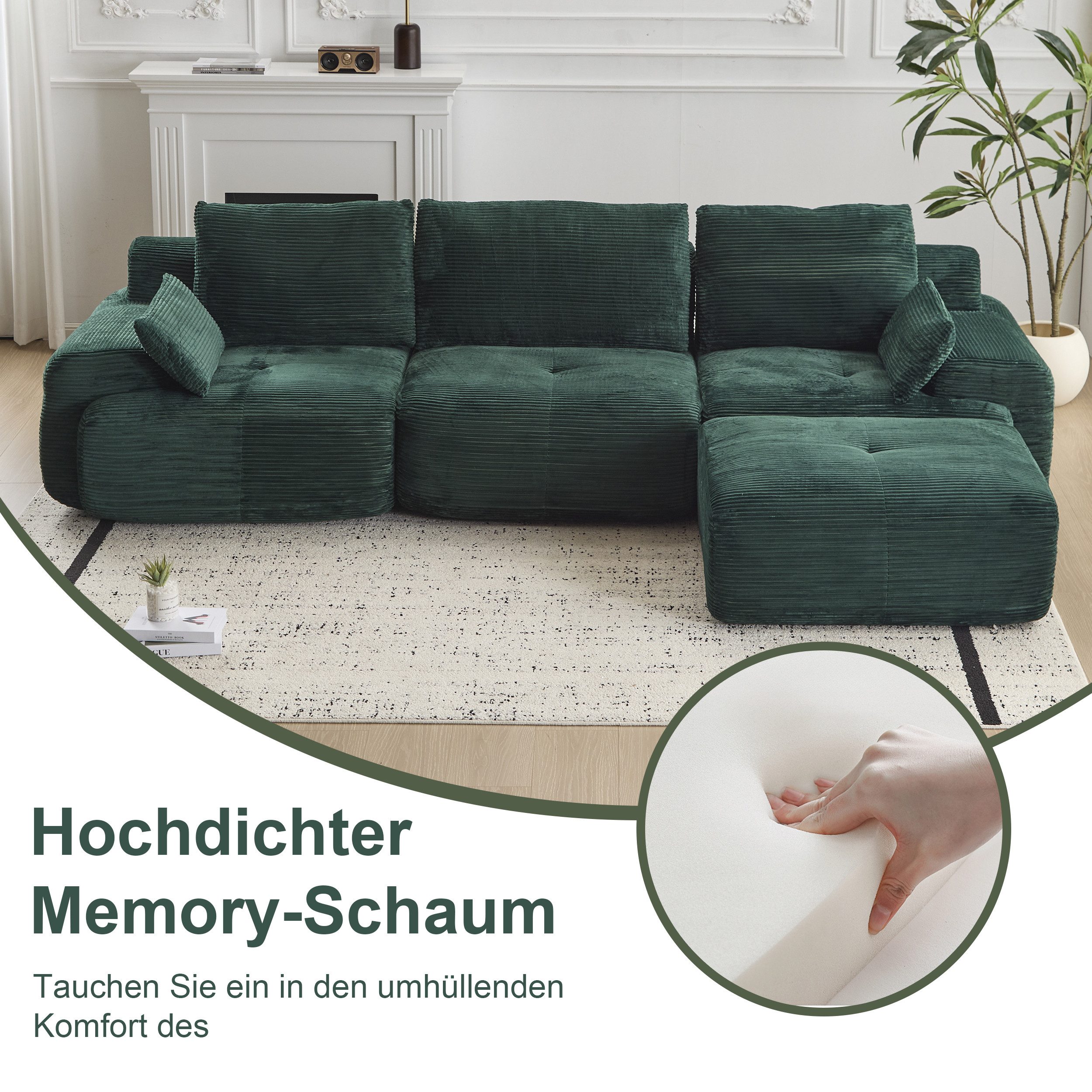 Leawin Sofa Sofa 3-2-1 Sitzer mit Schlaffunktion – Wohnzimmersofa modern & bequem, Bequemes Sofa mit Bettfunktion – modern, kompakt und flexibel nutzbar