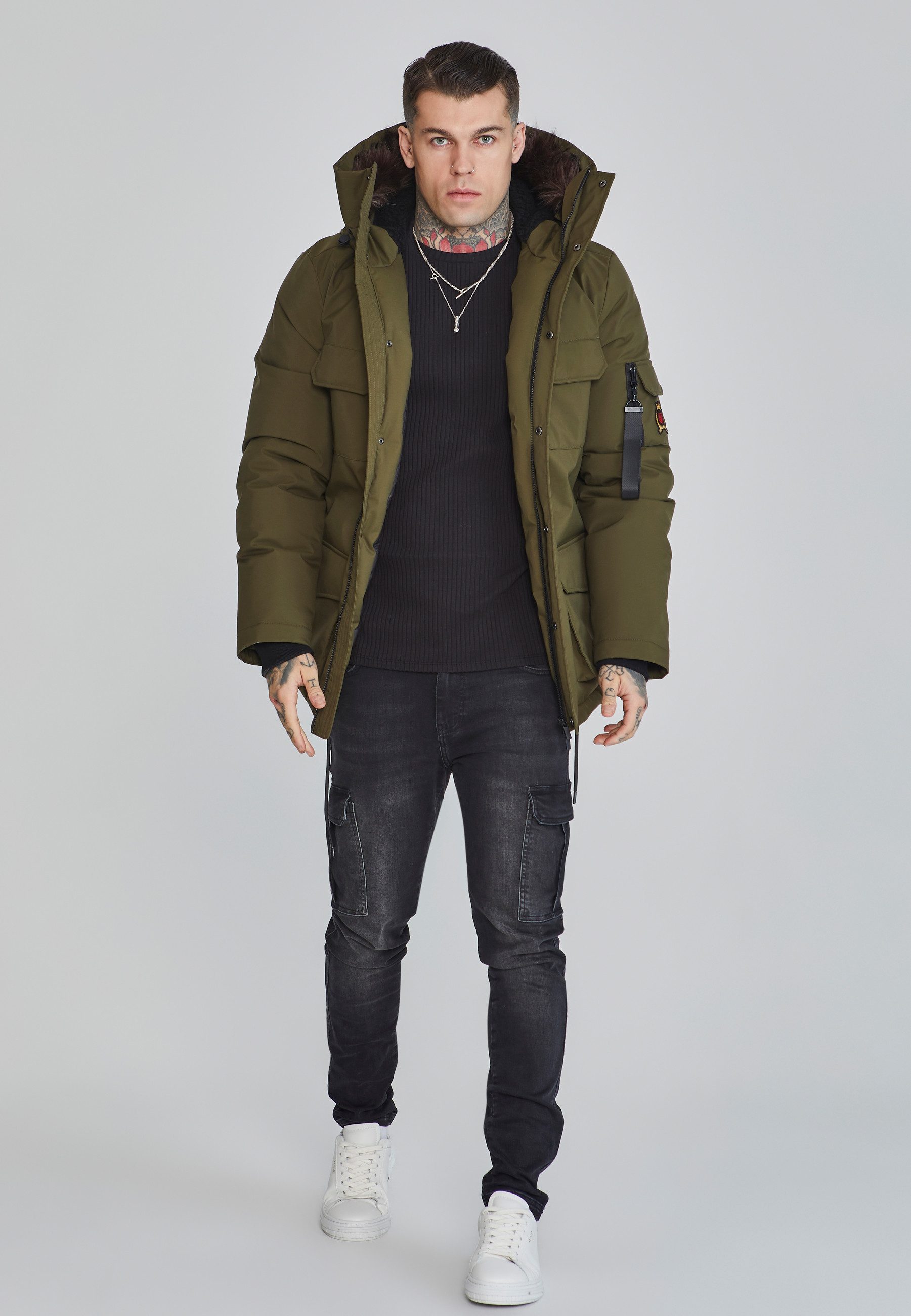 Siksilk Parka SikSilk Herren Grüner Parka günstig online kaufen