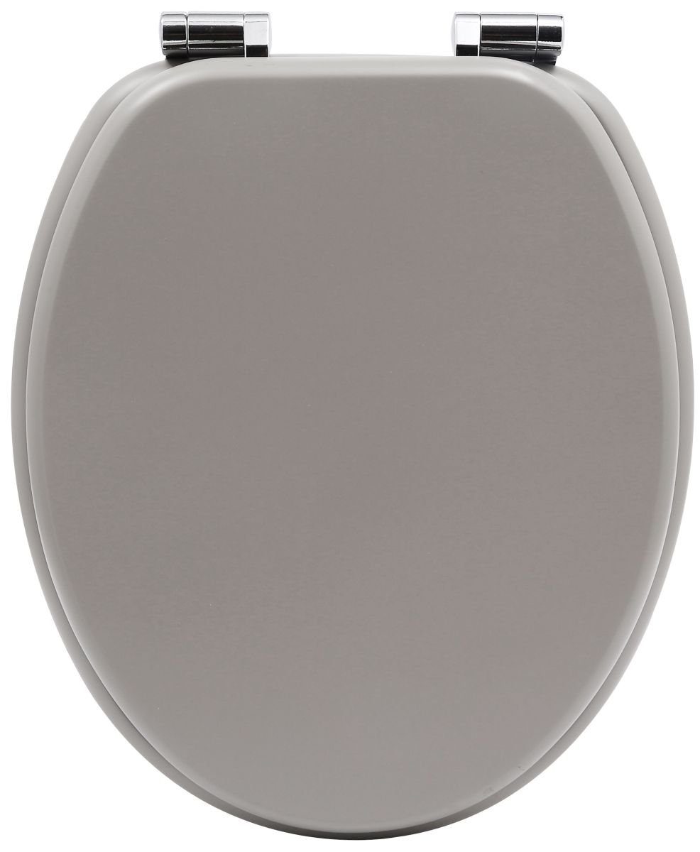 Vereg WC-Sitz FINE Silber, mit Absenkautomatik MDF Holzkern, Toilettendeckel, WC-Brille, ASMFIN7313
