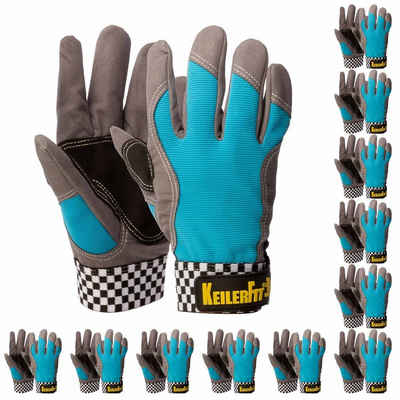 Keiler Forst Mechaniker-Handschuhe Schutzhandschuhe Keiler Fit blue 12 Paar - Gartenhandschuh, Handschuhe (Spar-Set)