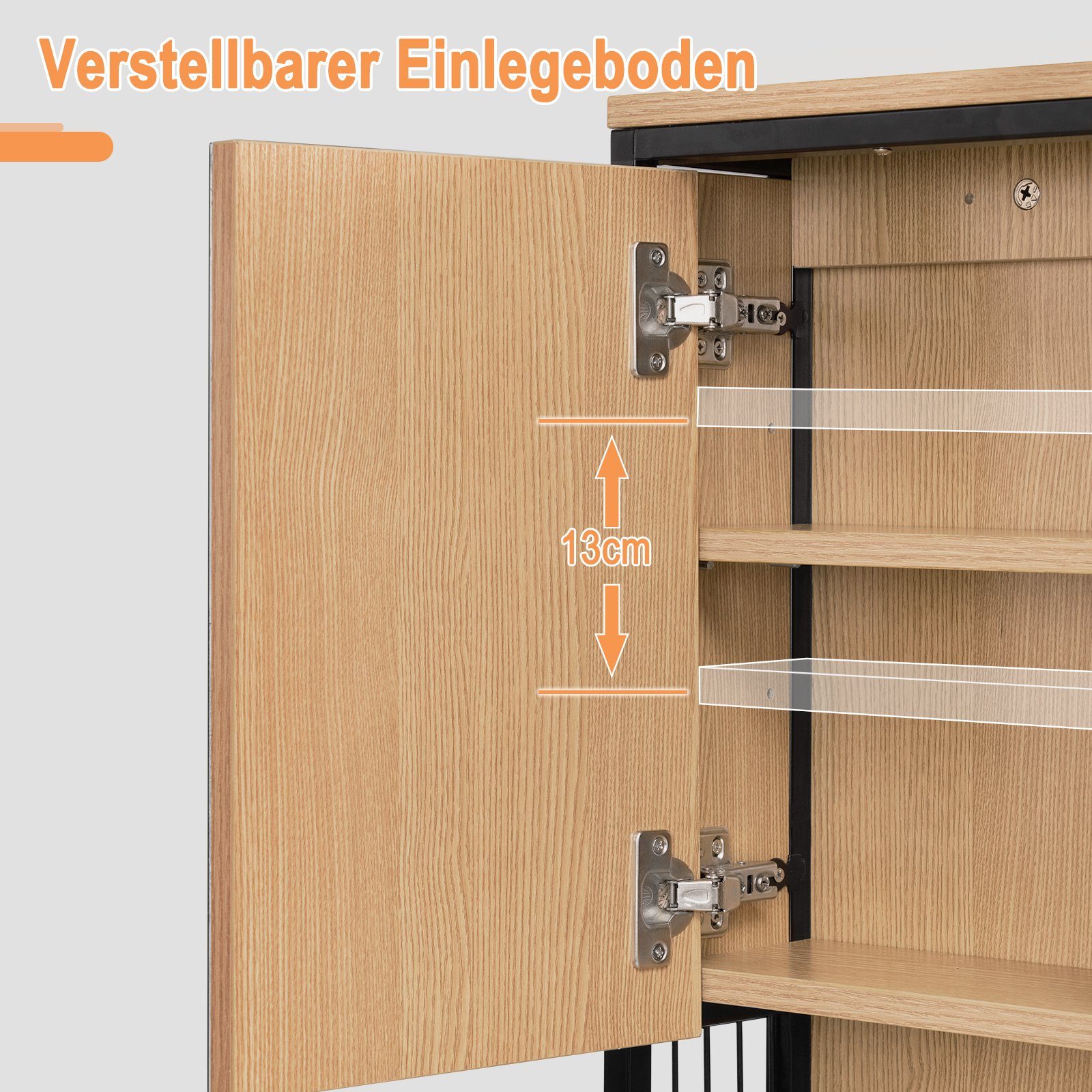 EUGAD Spiegelschrank (1-St) mit Beleuchtung hängend aus MDF Metall – Bild 5 von 5