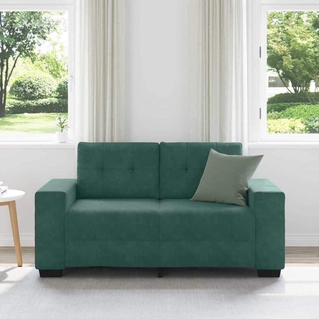 vidaXL Sofa, Zweisitzer-Sofa, mit Kissen Dunkelgrün Samt, 1 Teile günstig online kaufen