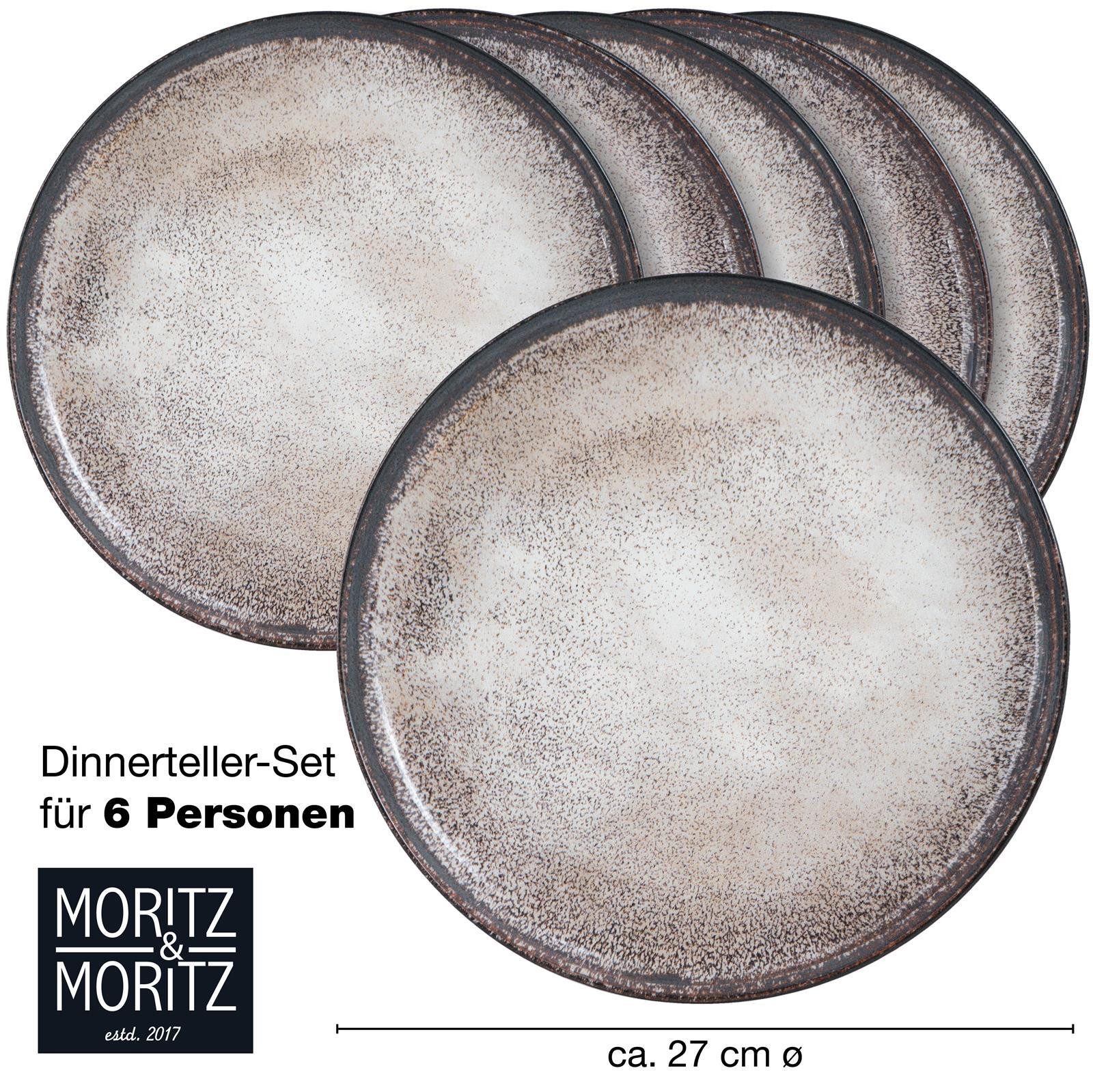Moritz & Moritz Geschirr-Set VIDA Dinnerteller für 6 Personen Beige (6-tlg), 6 Personen, Porzellan, Speiseteller Geschirrset für 6 Personen – Bild 2 von 5