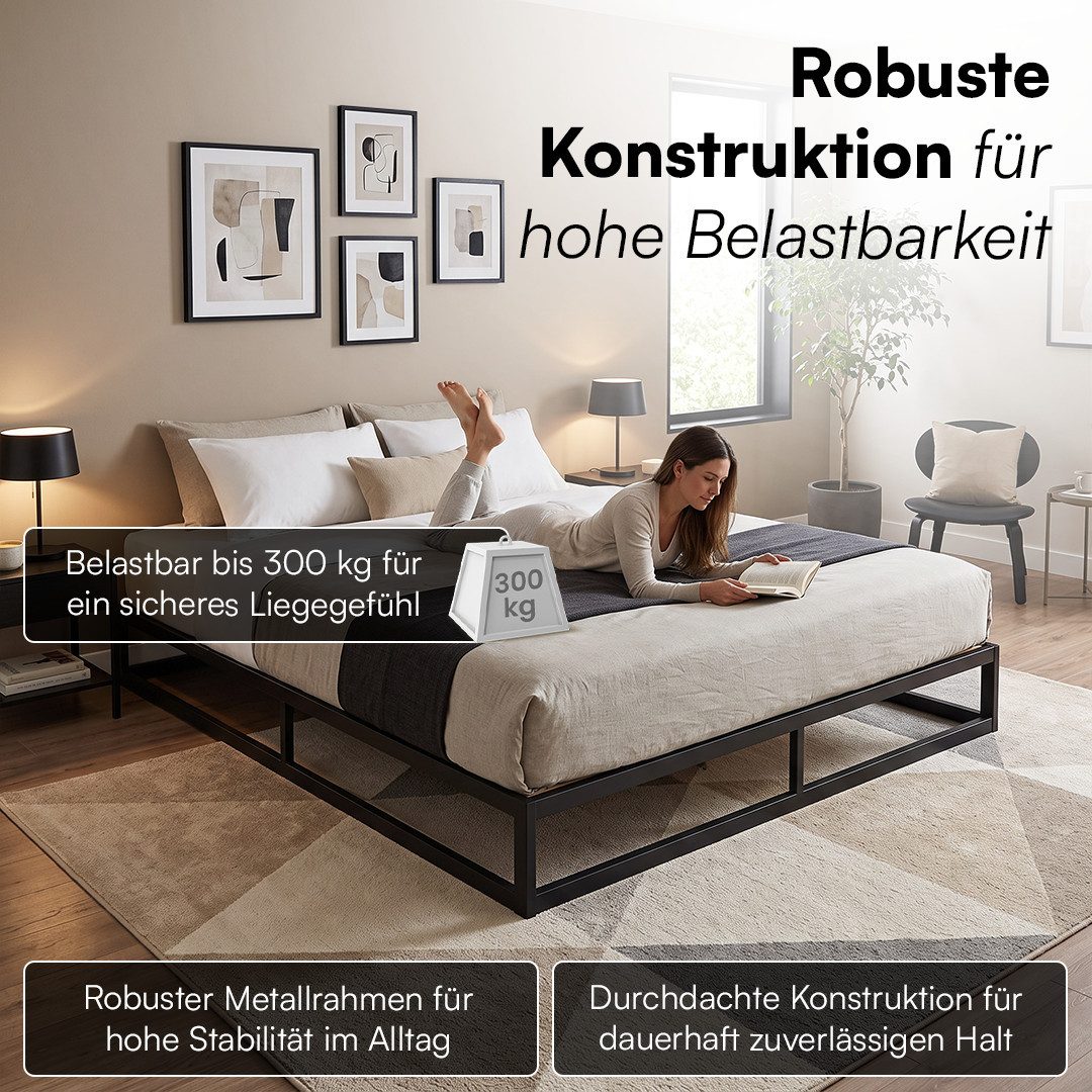 skølm Bettgestell Bragi inkl. Lattenrost (25 cm hoch), Metallbett 180x200 cm, auch verfügbar in 120/140/160x200 – Bild 3 von 5