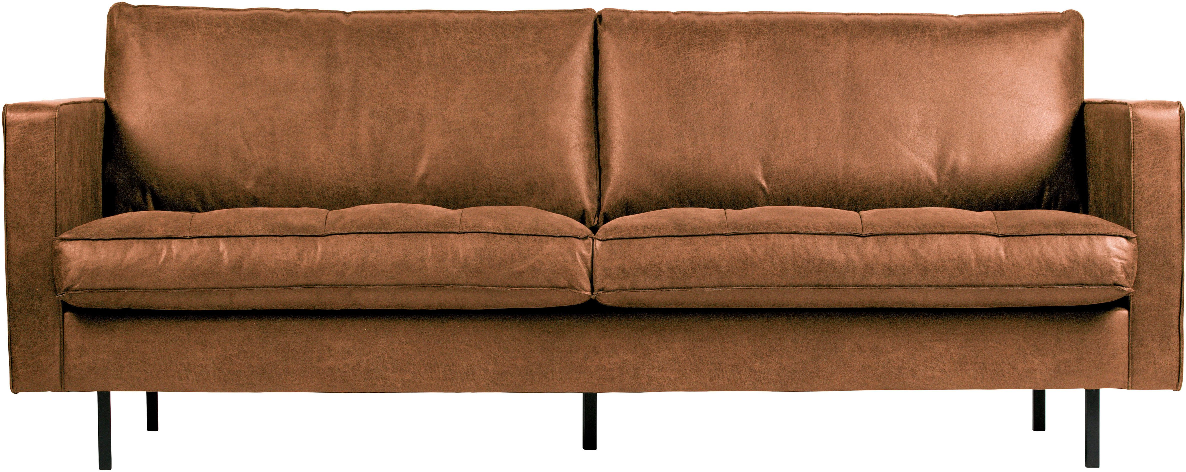 WOOOD 2,5-Sitzer Rodeo Classic Recycling-Lederfaser-Verbundstoff H 83 x B 230 x T 88 cm, Tragkraft 200 kg, Metallbeine, pleigleicht, Gute Verschleißfestigkeit