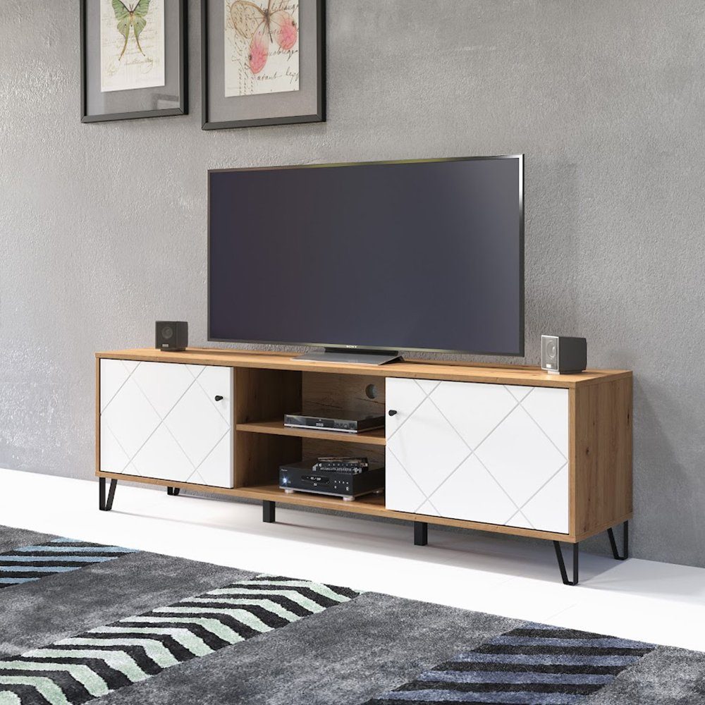 trendteam Lowboard Touch, TV-Unterteil TV-Schrank Sideboard TV-Möbel Braun/Weiß 183x56x40cm